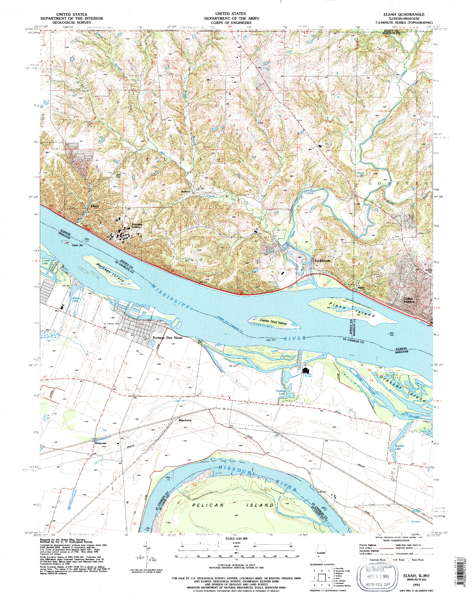 USGS 1:24000-SCALE QUADRANGLE FOR ELSAH, IL 1991