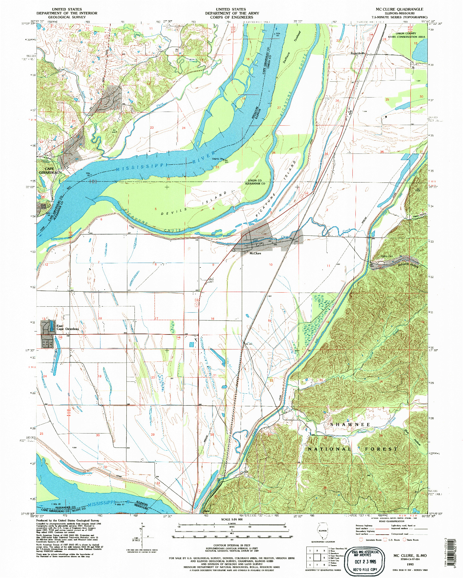 USGS 1:24000-SCALE QUADRANGLE FOR MCCLURE, IL 1993