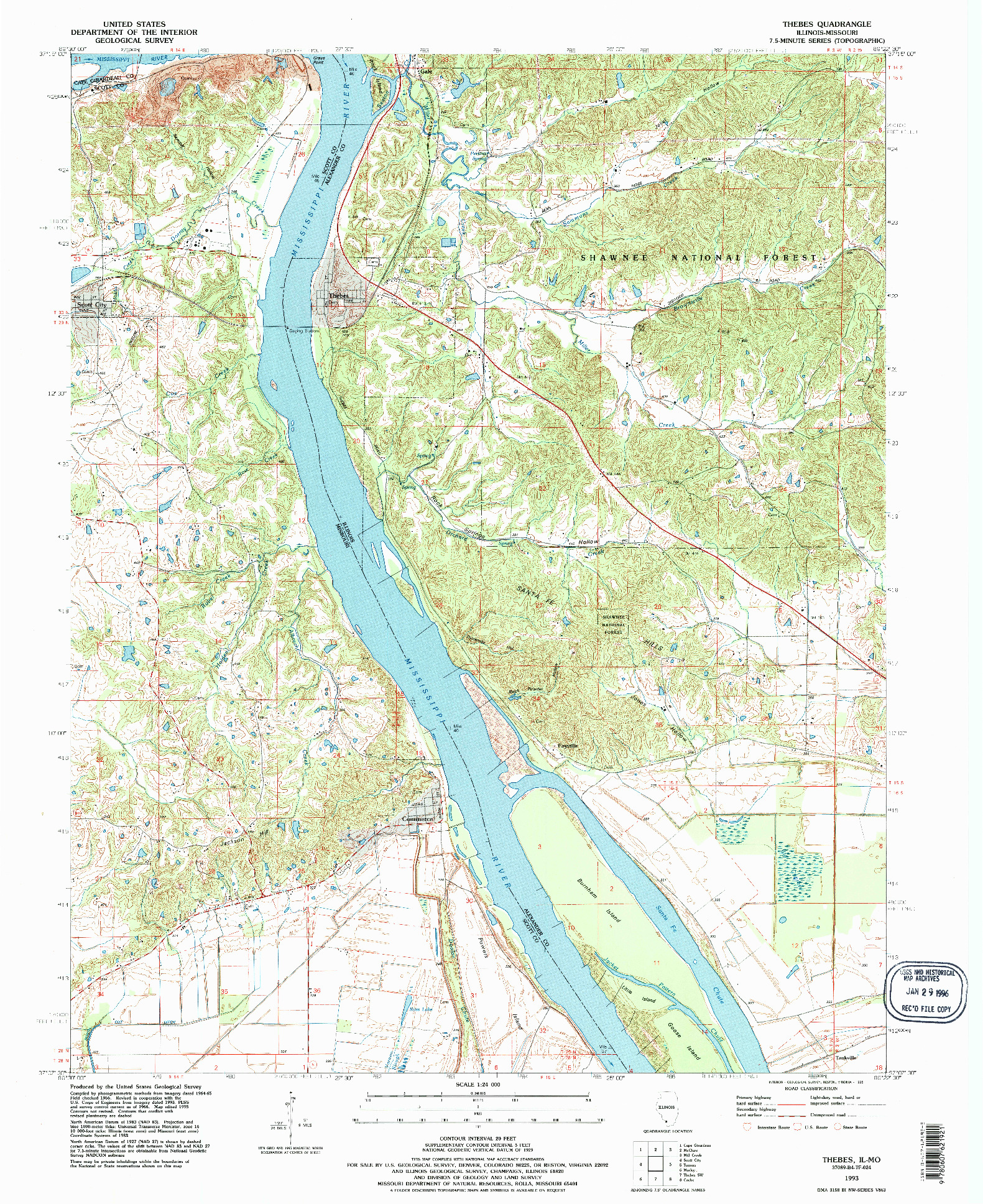 USGS 1:24000-SCALE QUADRANGLE FOR THEBES, IL 1993