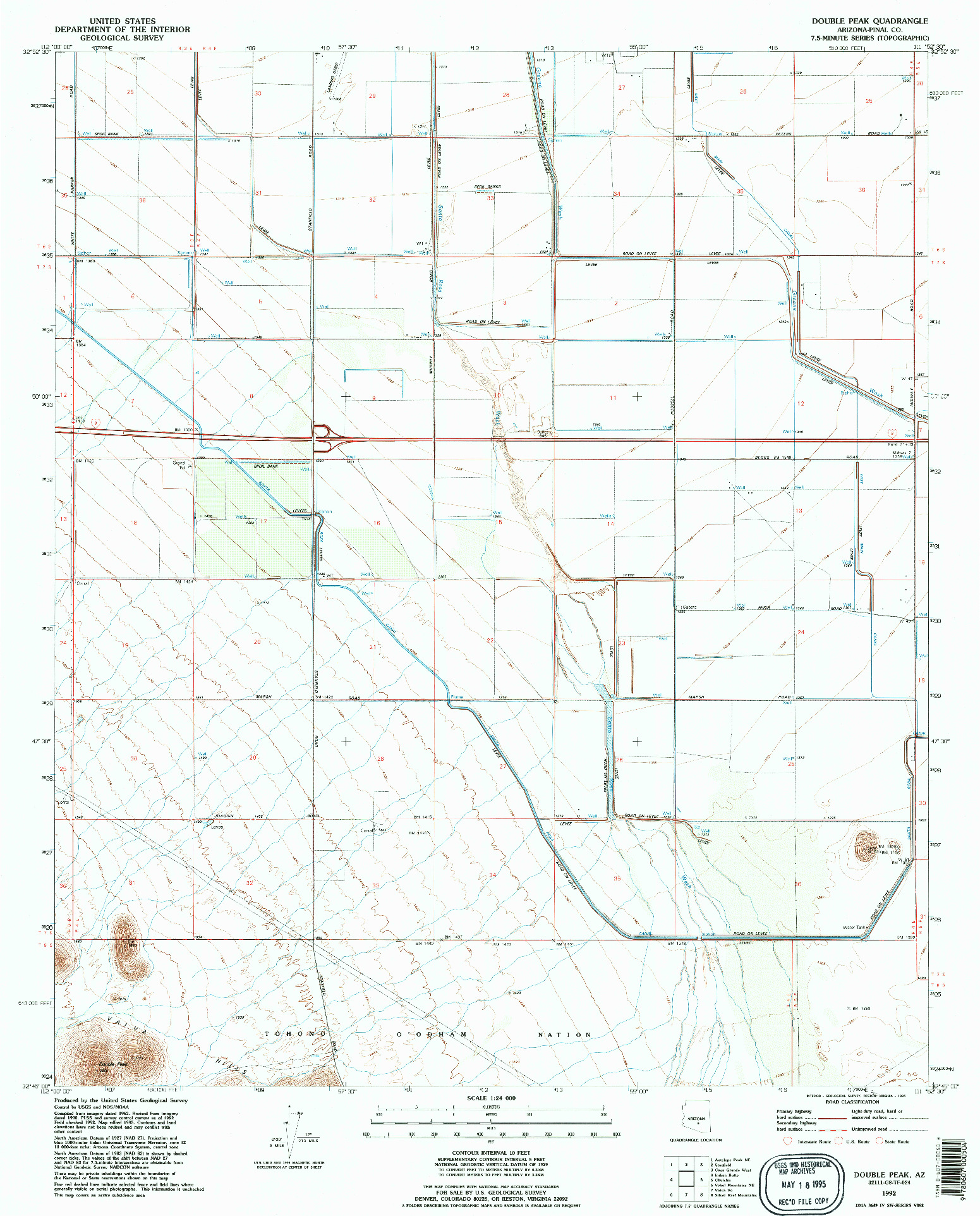 USGS 1:24000-SCALE QUADRANGLE FOR DOUBLE PEAK, AZ 1992