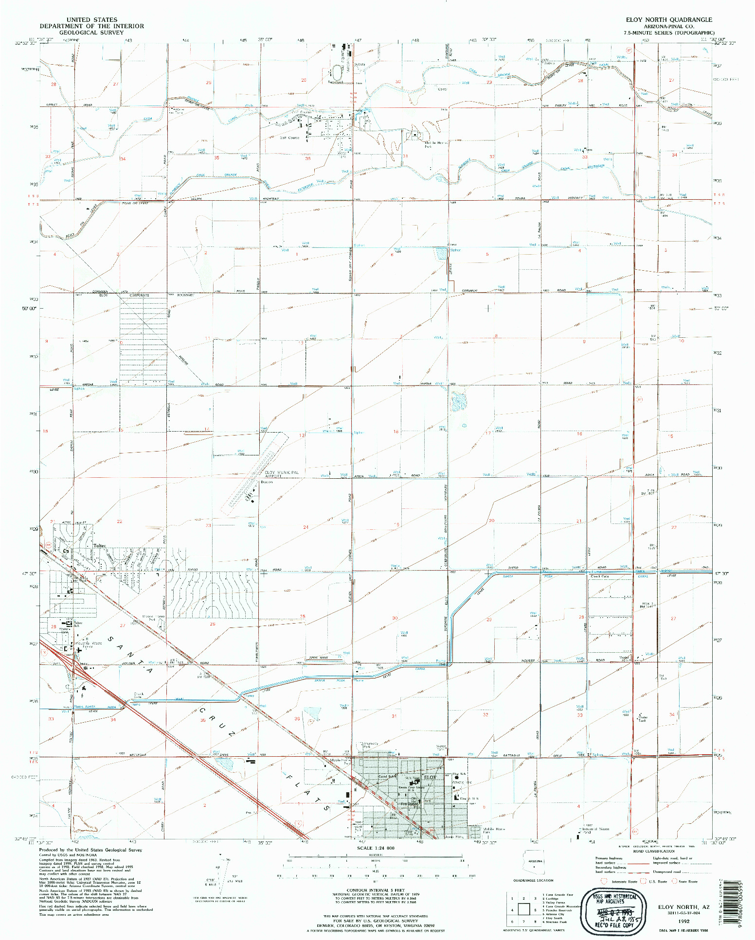 USGS 1:24000-SCALE QUADRANGLE FOR ELOY NORTH, AZ 1992