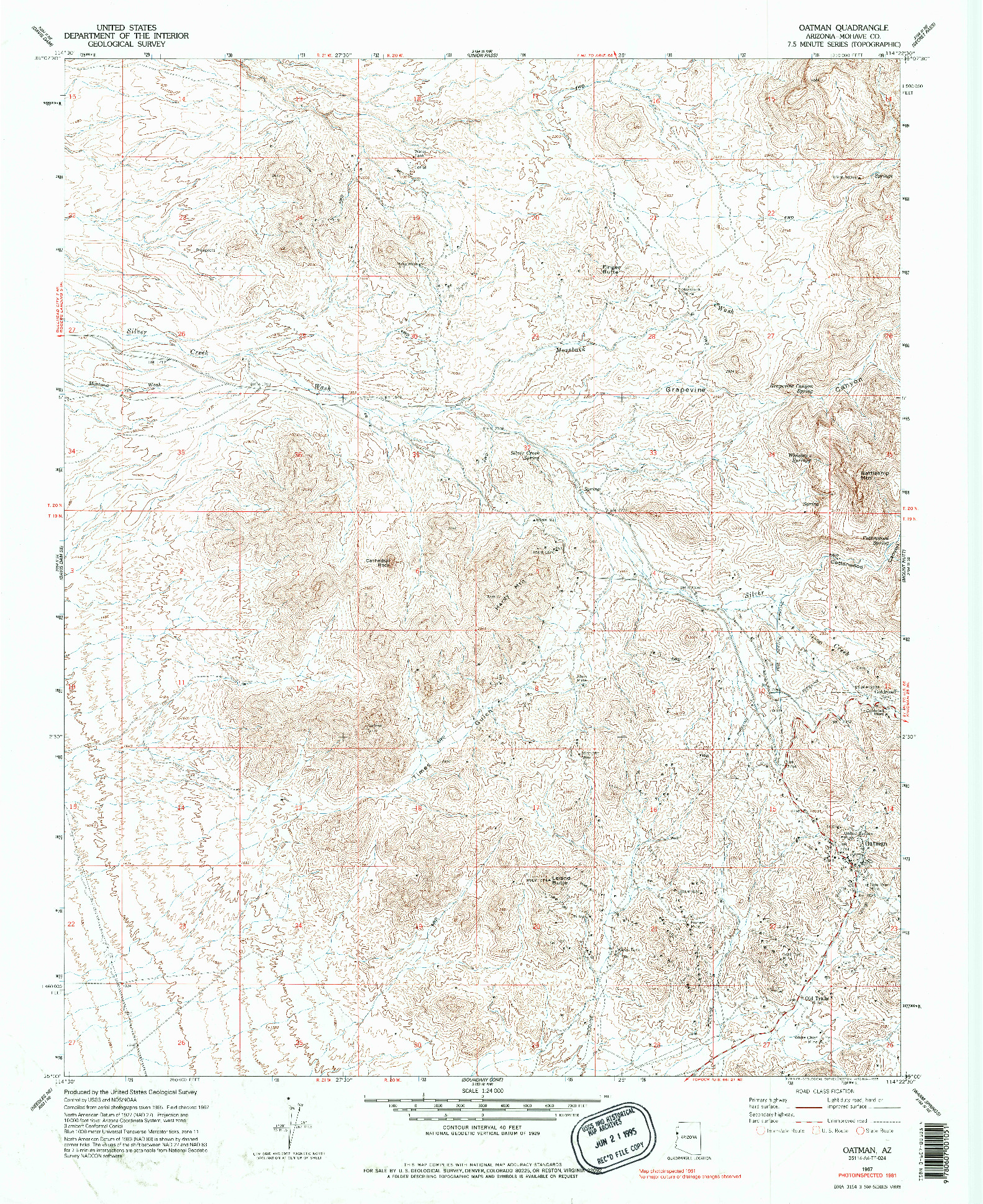 USGS 1:24000-SCALE QUADRANGLE FOR OATMAN, AZ 1967