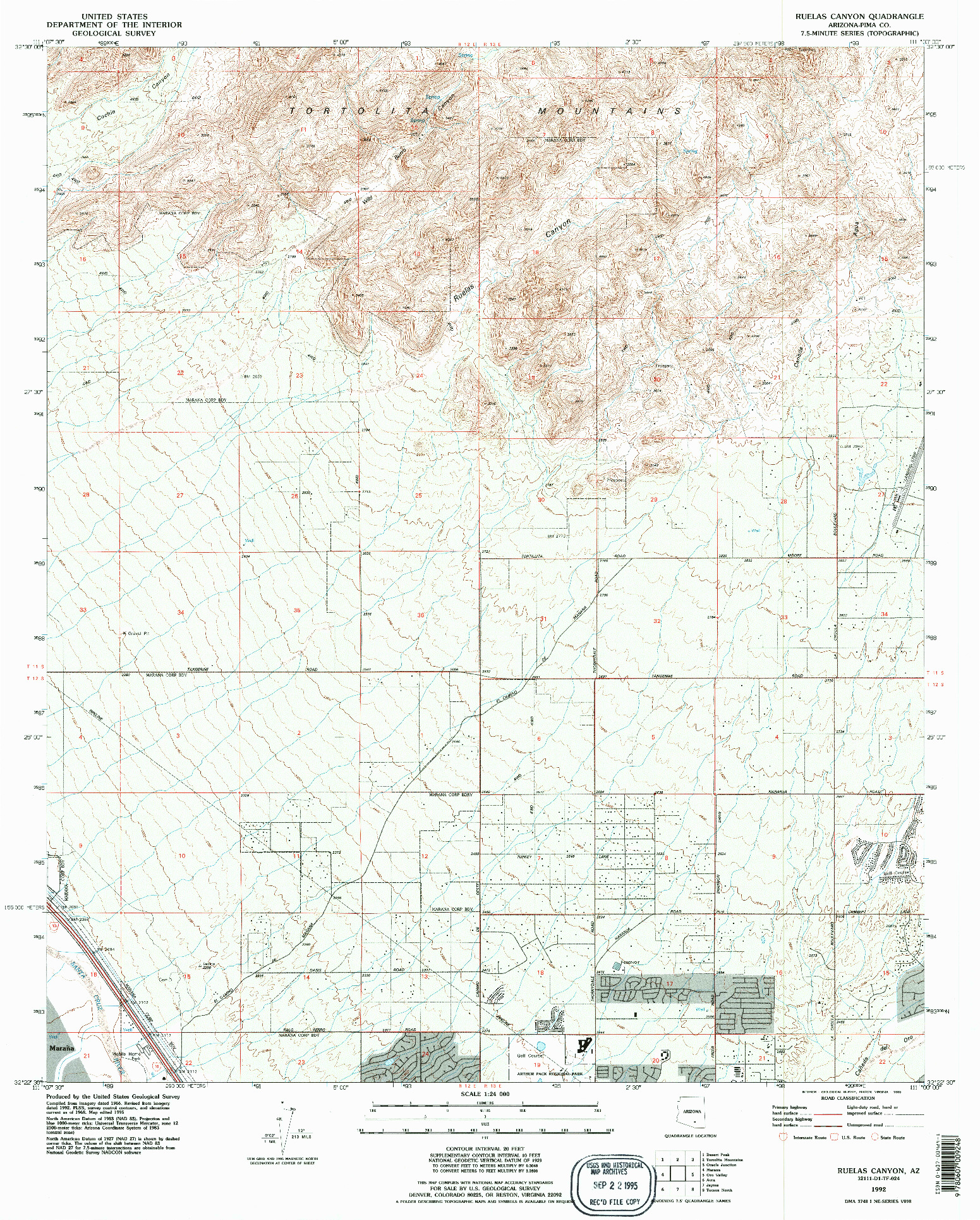 USGS 1:24000-SCALE QUADRANGLE FOR RUELAS CANYON, AZ 1992