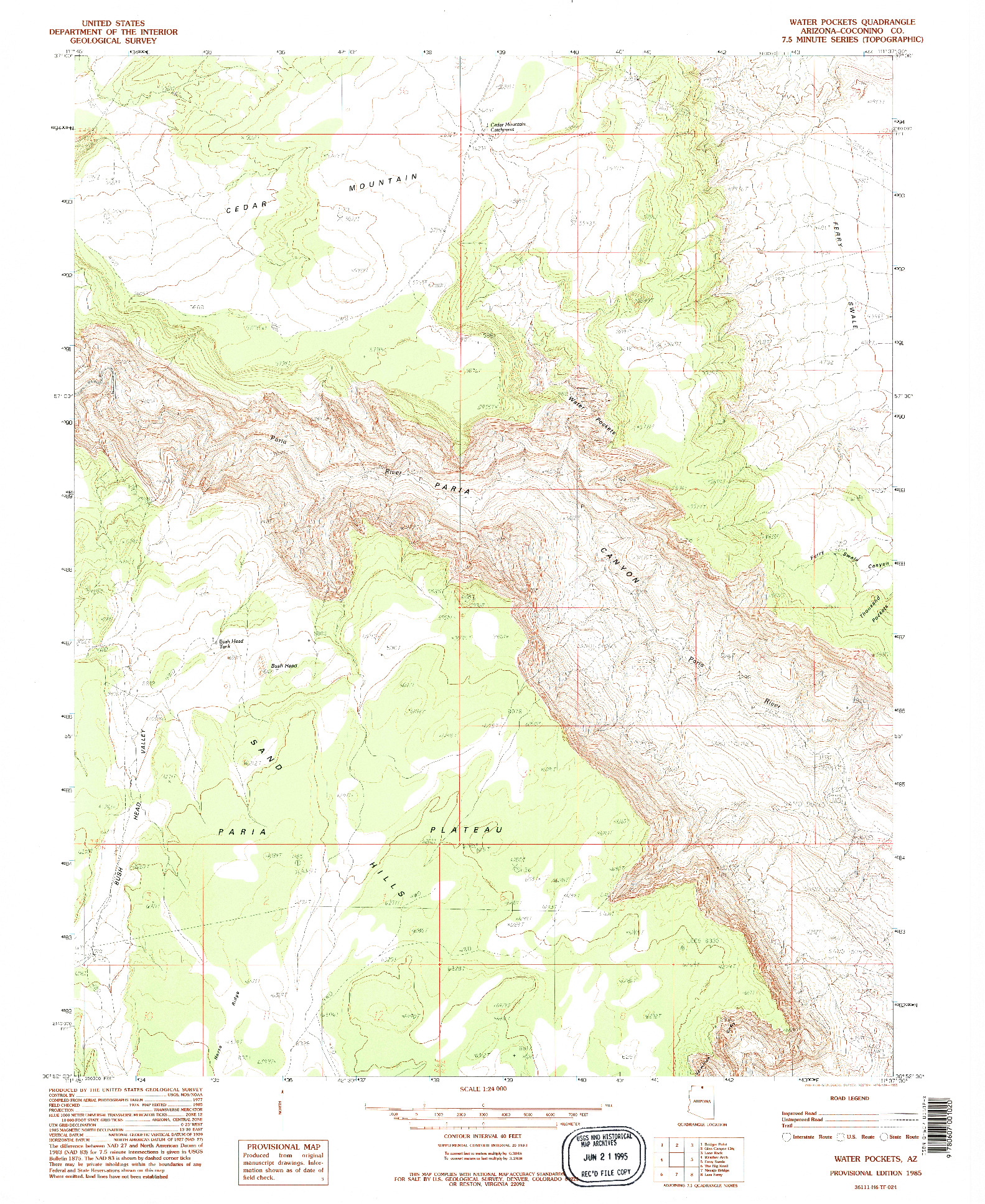 USGS 1:24000-SCALE QUADRANGLE FOR WATER POCKETS, AZ 1985