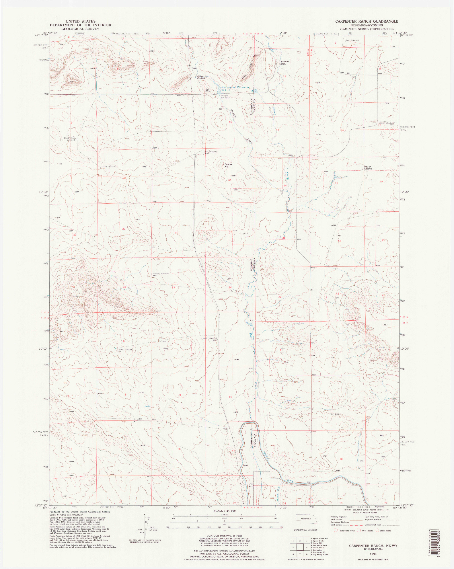 USGS 1:24000-SCALE QUADRANGLE FOR CARPENTER RANCH, NE 1990