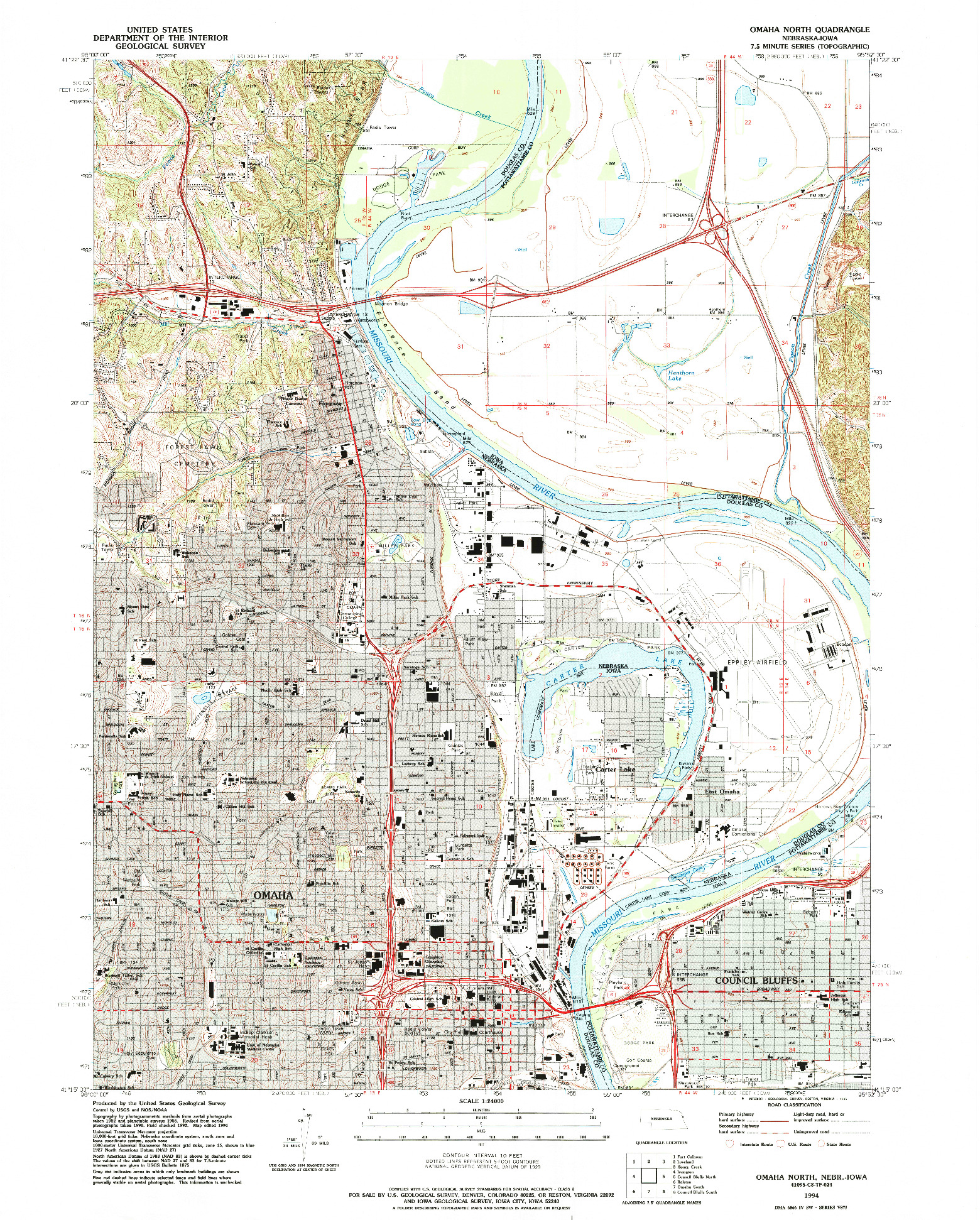 USGS 1:24000-SCALE QUADRANGLE FOR OMAHA NORTH, NE 1994