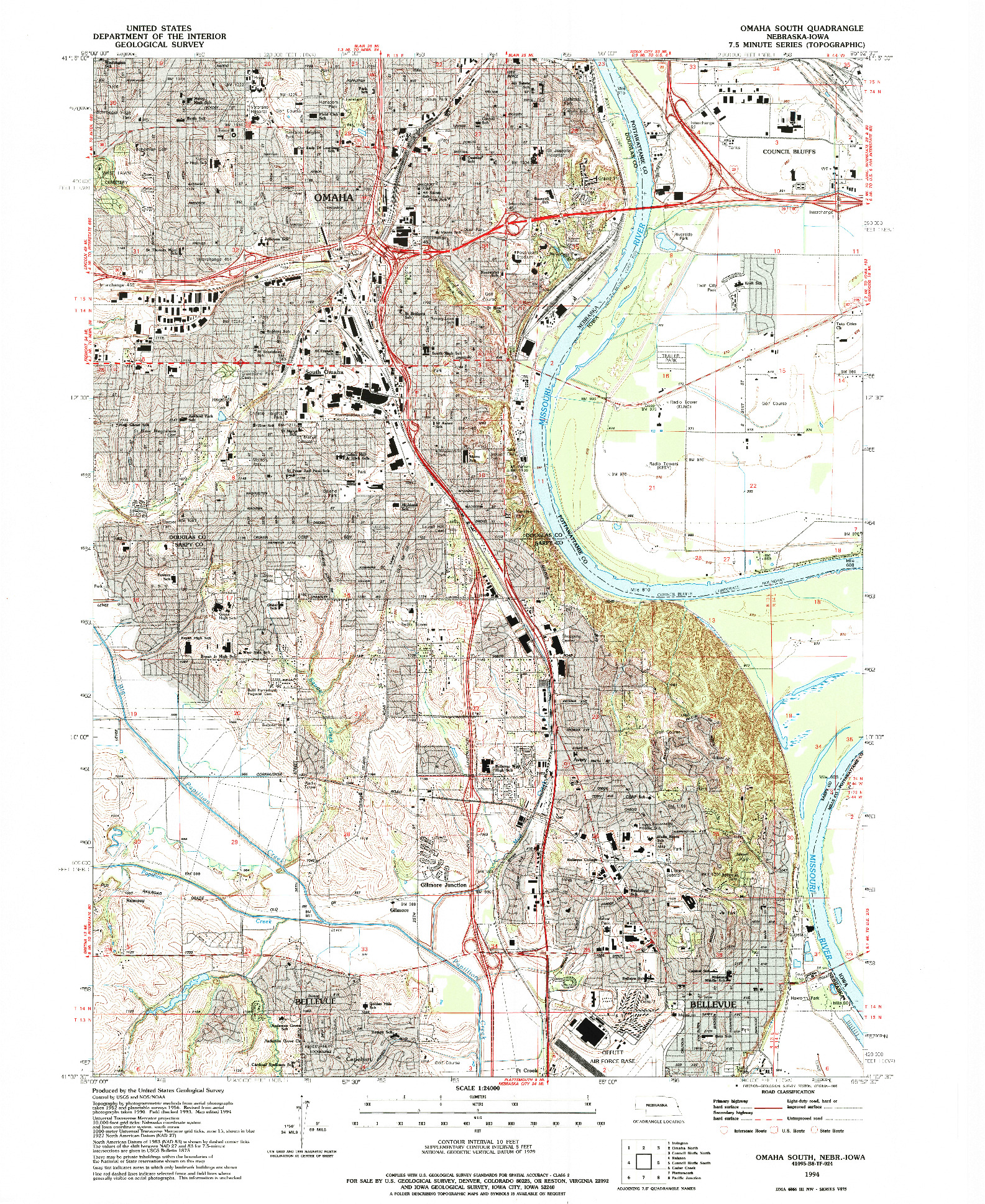 USGS 1:24000-SCALE QUADRANGLE FOR OMAHA SOUTH, NE 1994