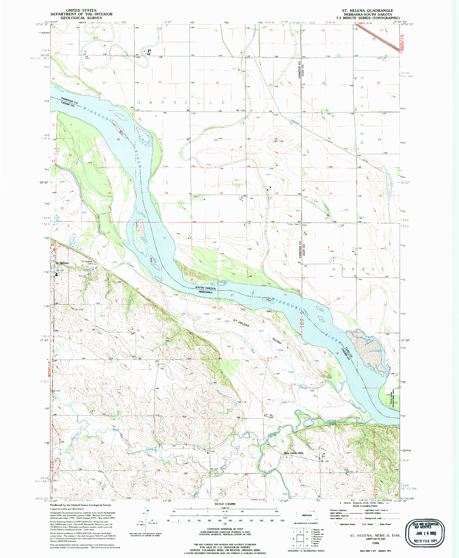 USGS 1:24000-SCALE QUADRANGLE FOR ST. HELENA, NE 1994