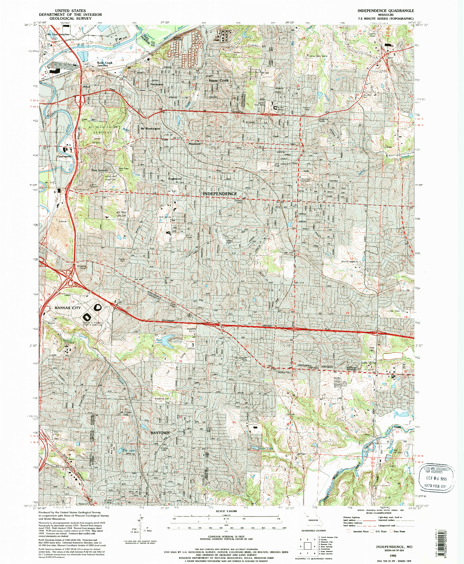 USGS 1:24000-SCALE QUADRANGLE FOR INDEPENDENCE, MO 1990