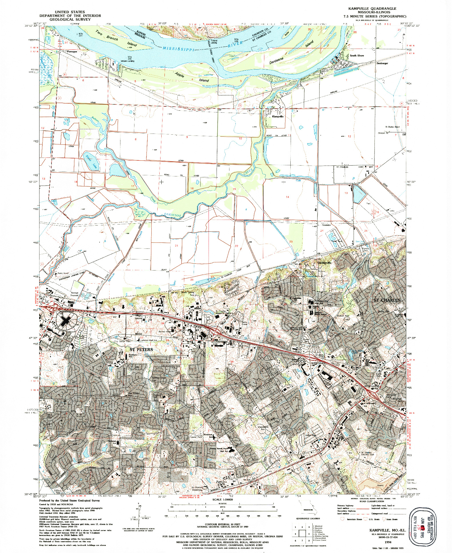 USGS 1:24000-SCALE QUADRANGLE FOR KAMPVILLE, MO 1994