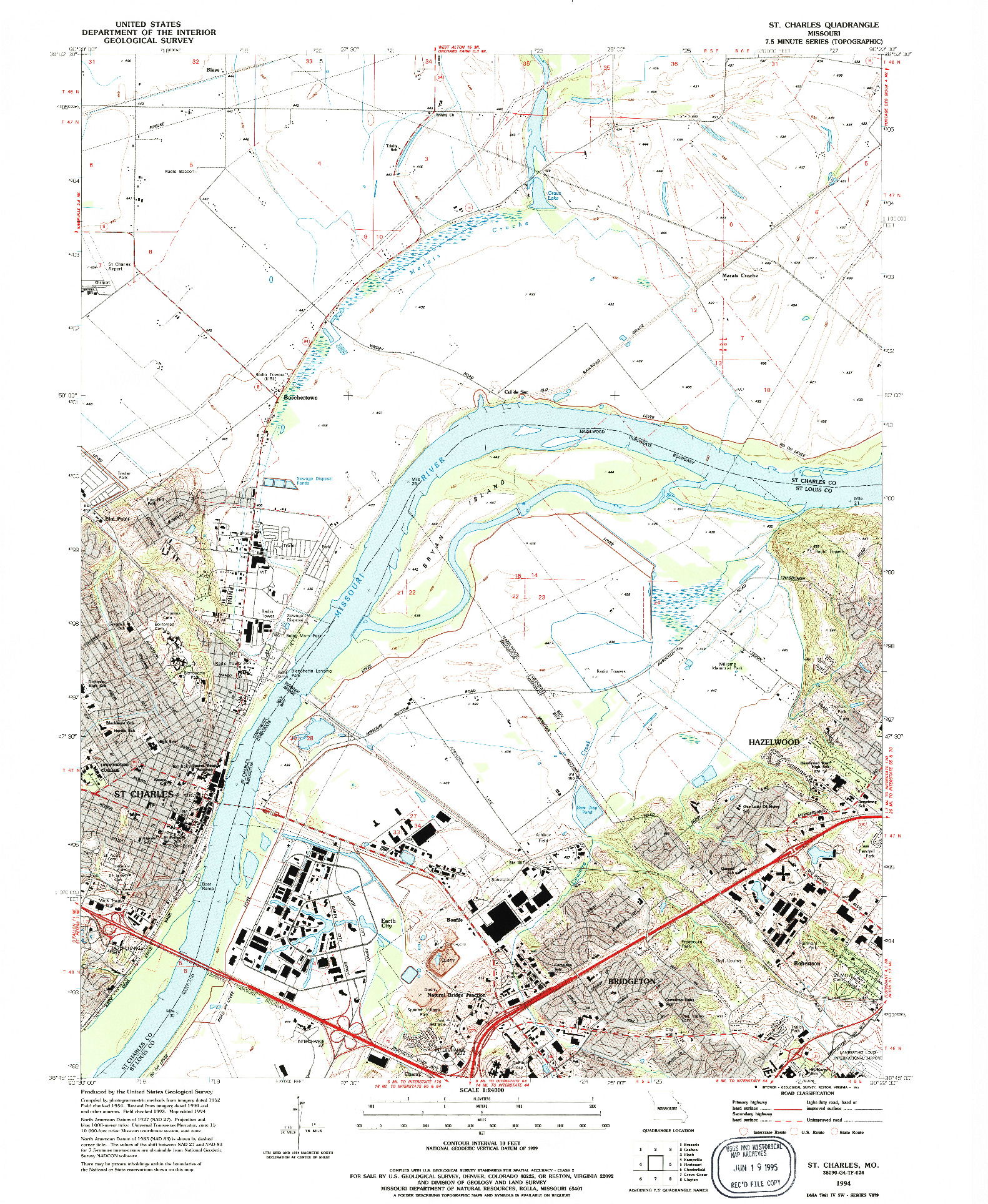 USGS 1:24000-SCALE QUADRANGLE FOR ST. CHARLES, MO 1994