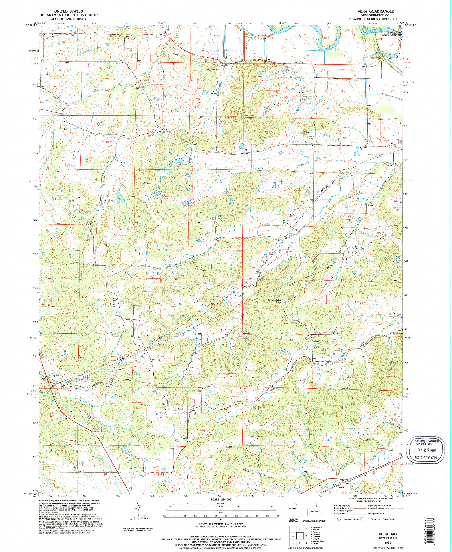 USGS 1:24000-SCALE QUADRANGLE FOR VERA, MO 1991