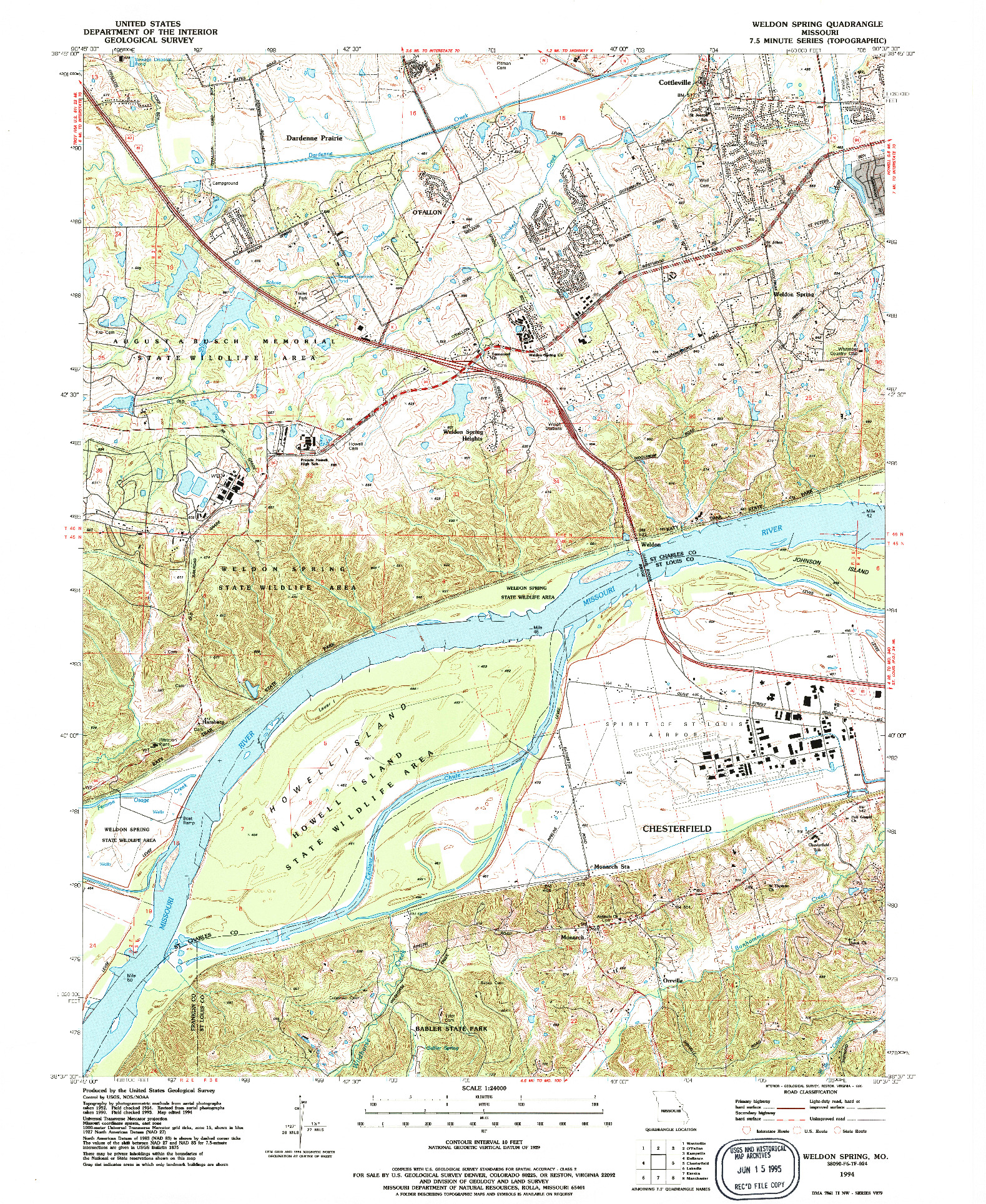 USGS 1:24000-SCALE QUADRANGLE FOR WELDON SPRING, MO 1994