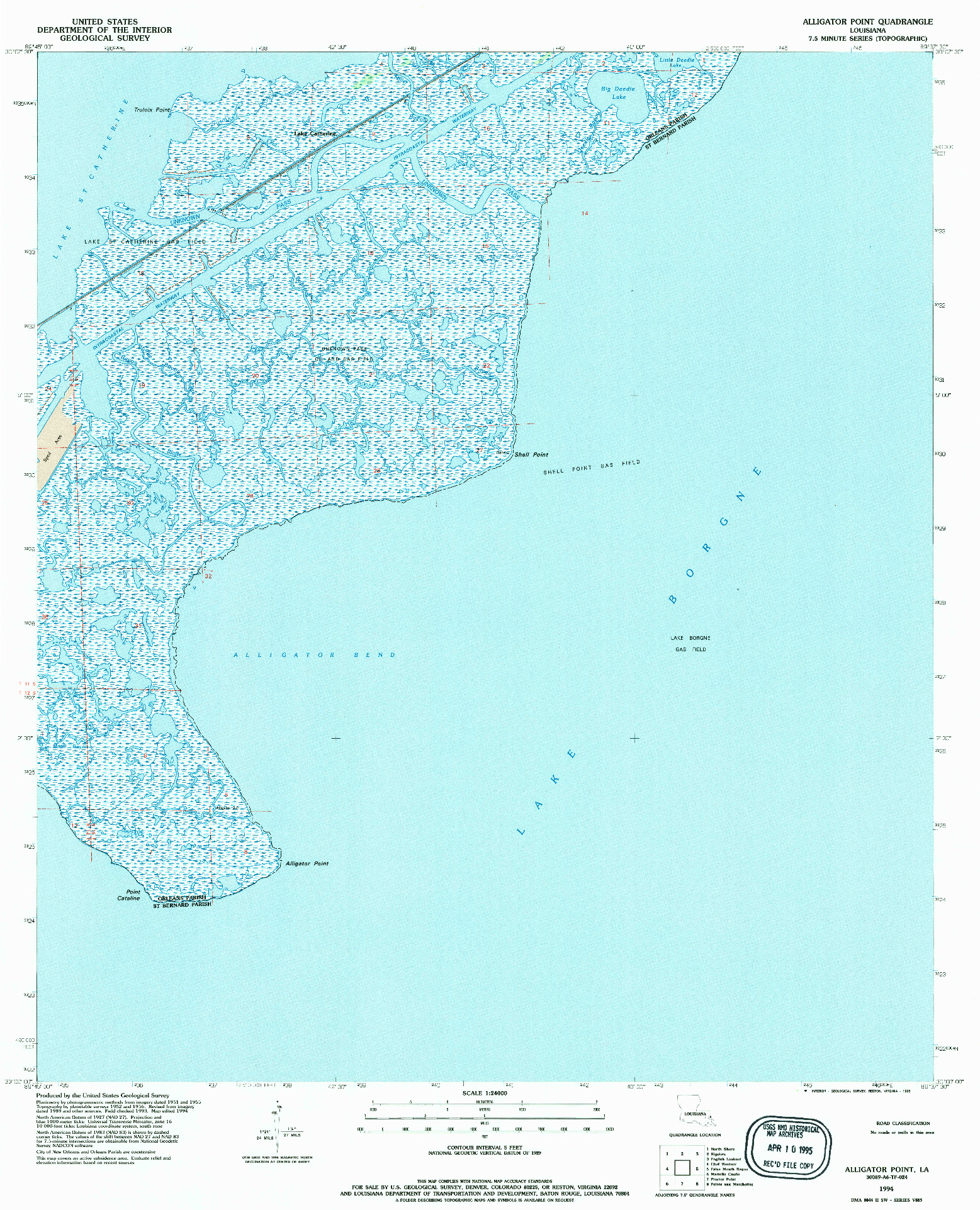 USGS 1:24000-SCALE QUADRANGLE FOR ALLIGATOR POINT, LA 1994