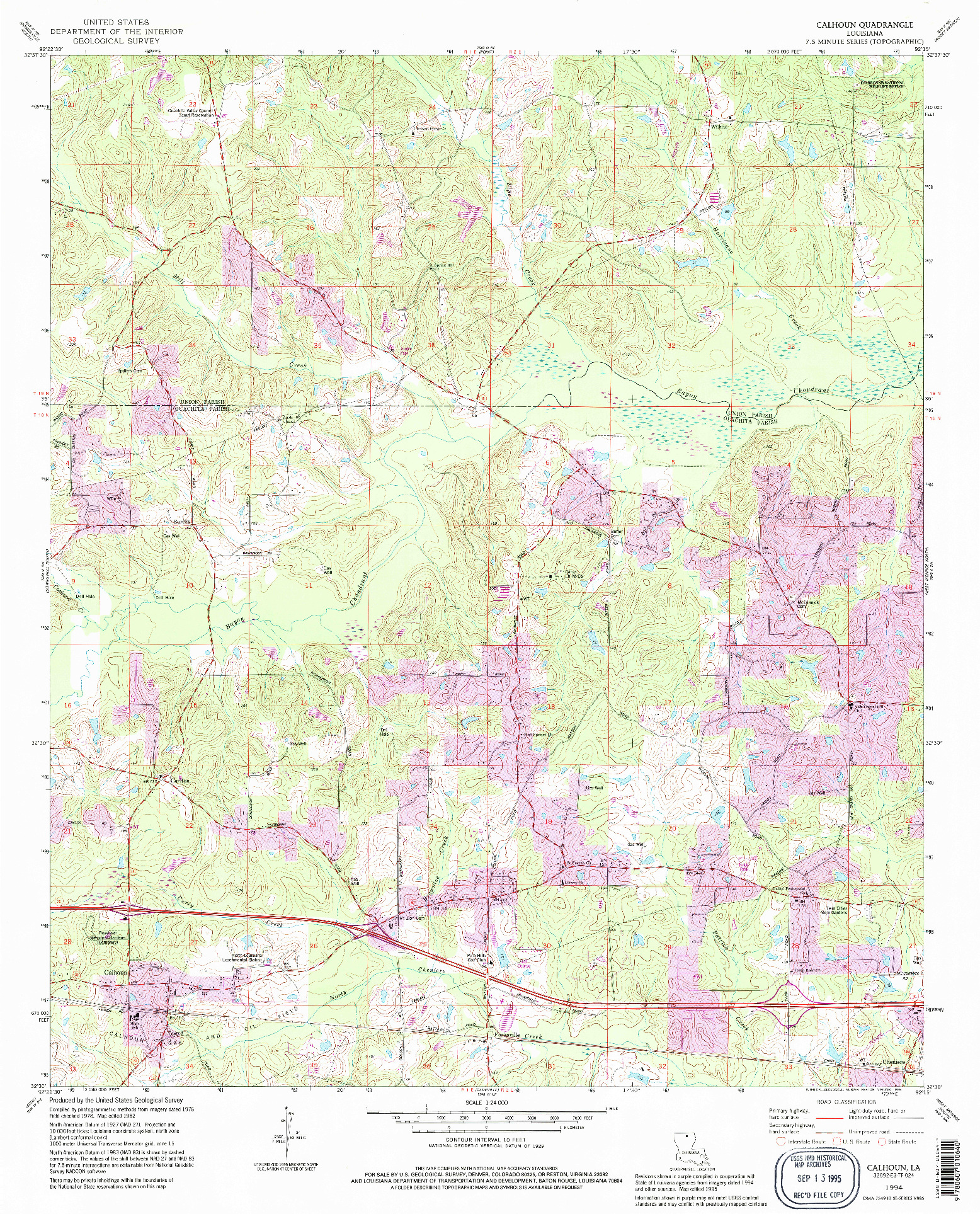 USGS 1:24000-SCALE QUADRANGLE FOR CALHOUN, LA 1994