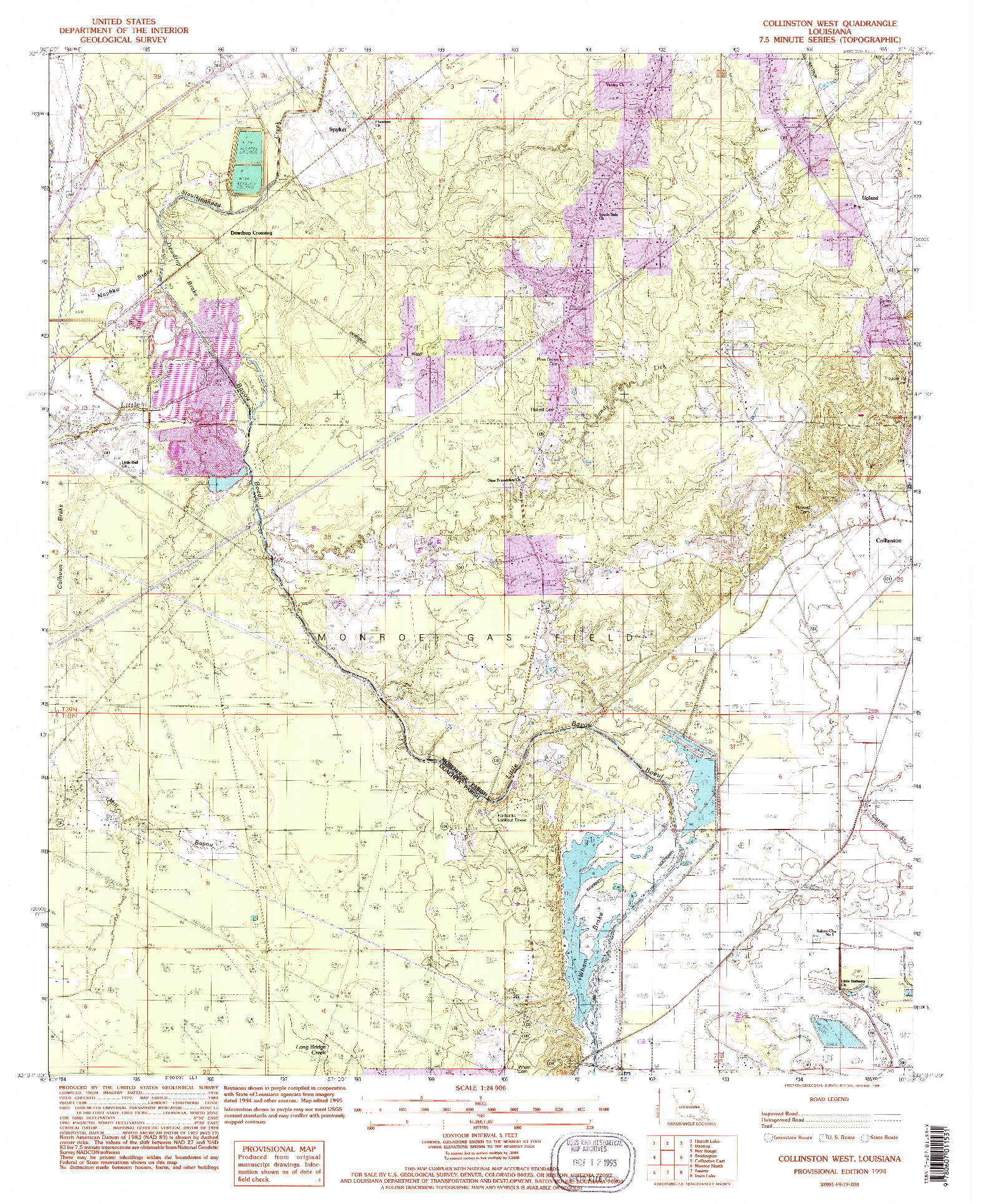 USGS 1:24000-SCALE QUADRANGLE FOR COLLINSTON WEST, LA 1994