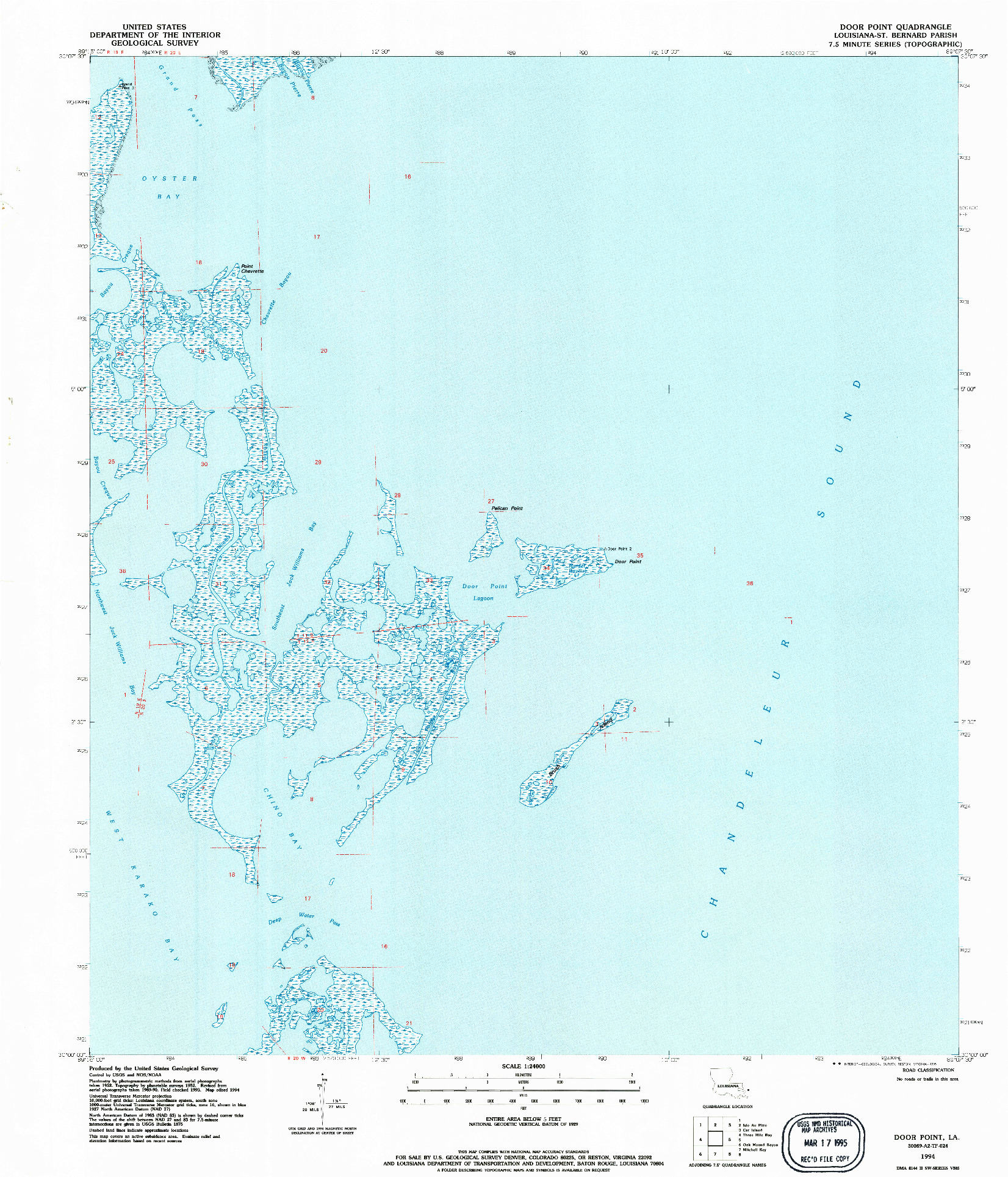 USGS 1:24000-SCALE QUADRANGLE FOR DOOR POINT, LA 1994