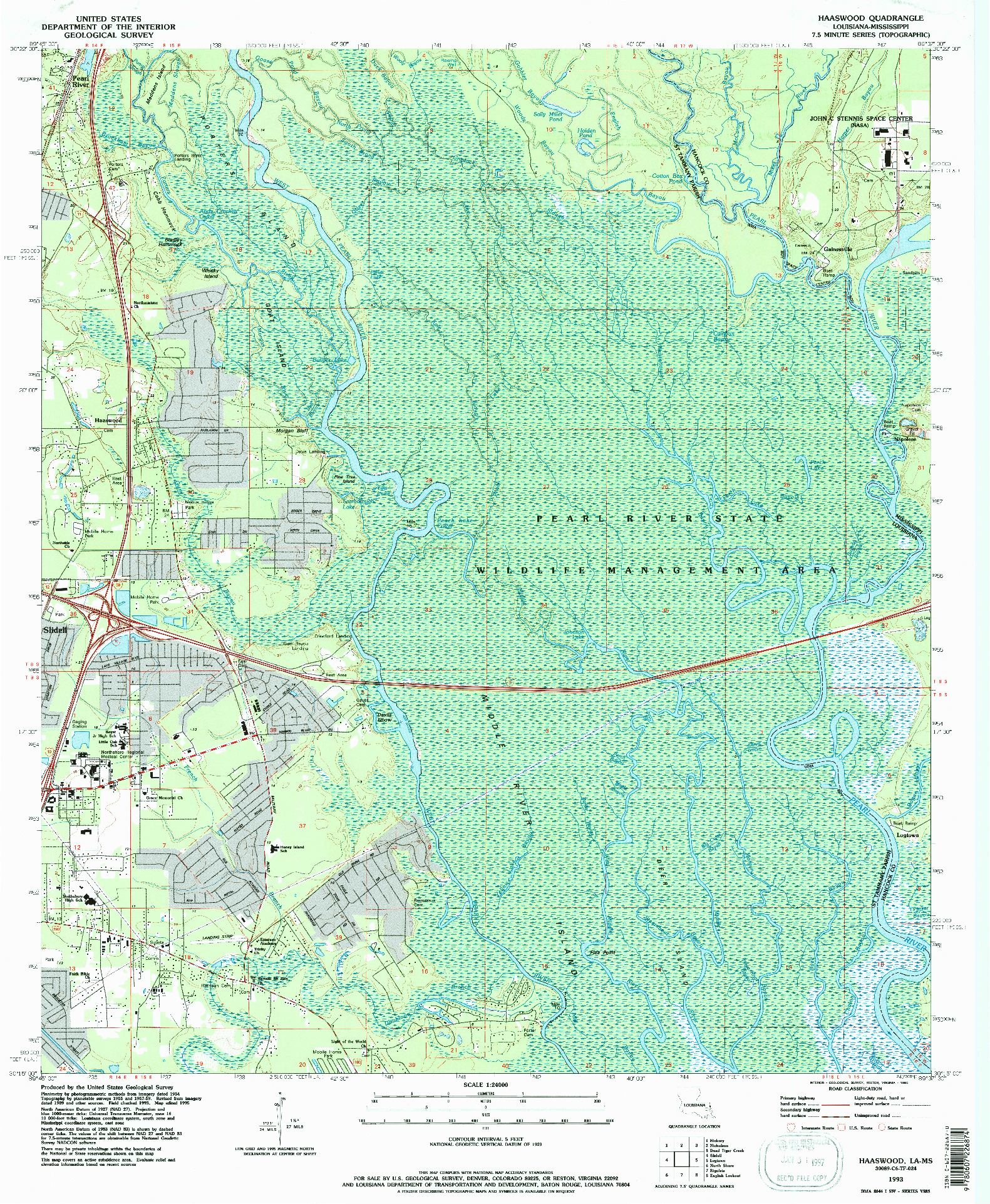 USGS 1:24000-SCALE QUADRANGLE FOR HAASWOOD, LA 1993