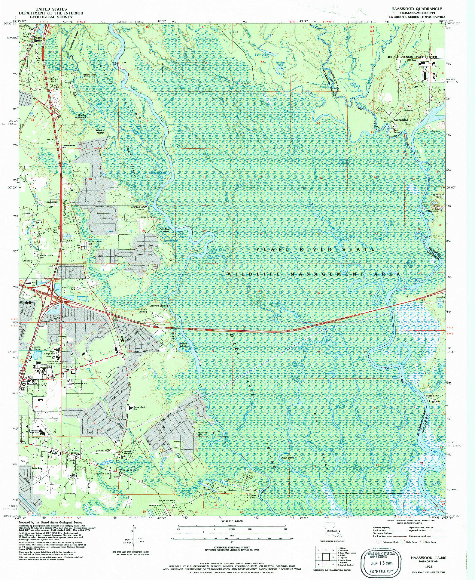 USGS 1:24000-SCALE QUADRANGLE FOR HAASWOOD, LA 1993