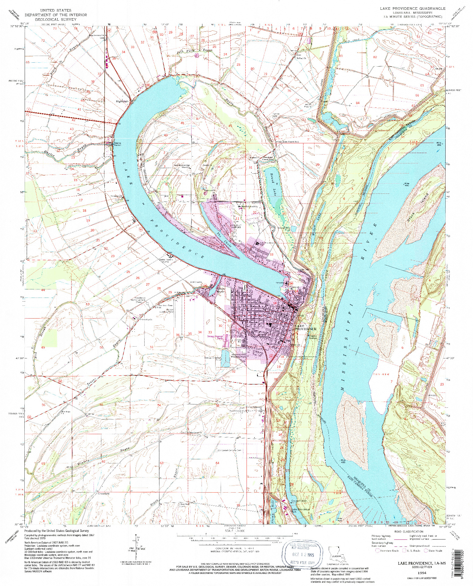 USGS 1:24000-SCALE QUADRANGLE FOR LAKE PROVIDENCE, LA 1994