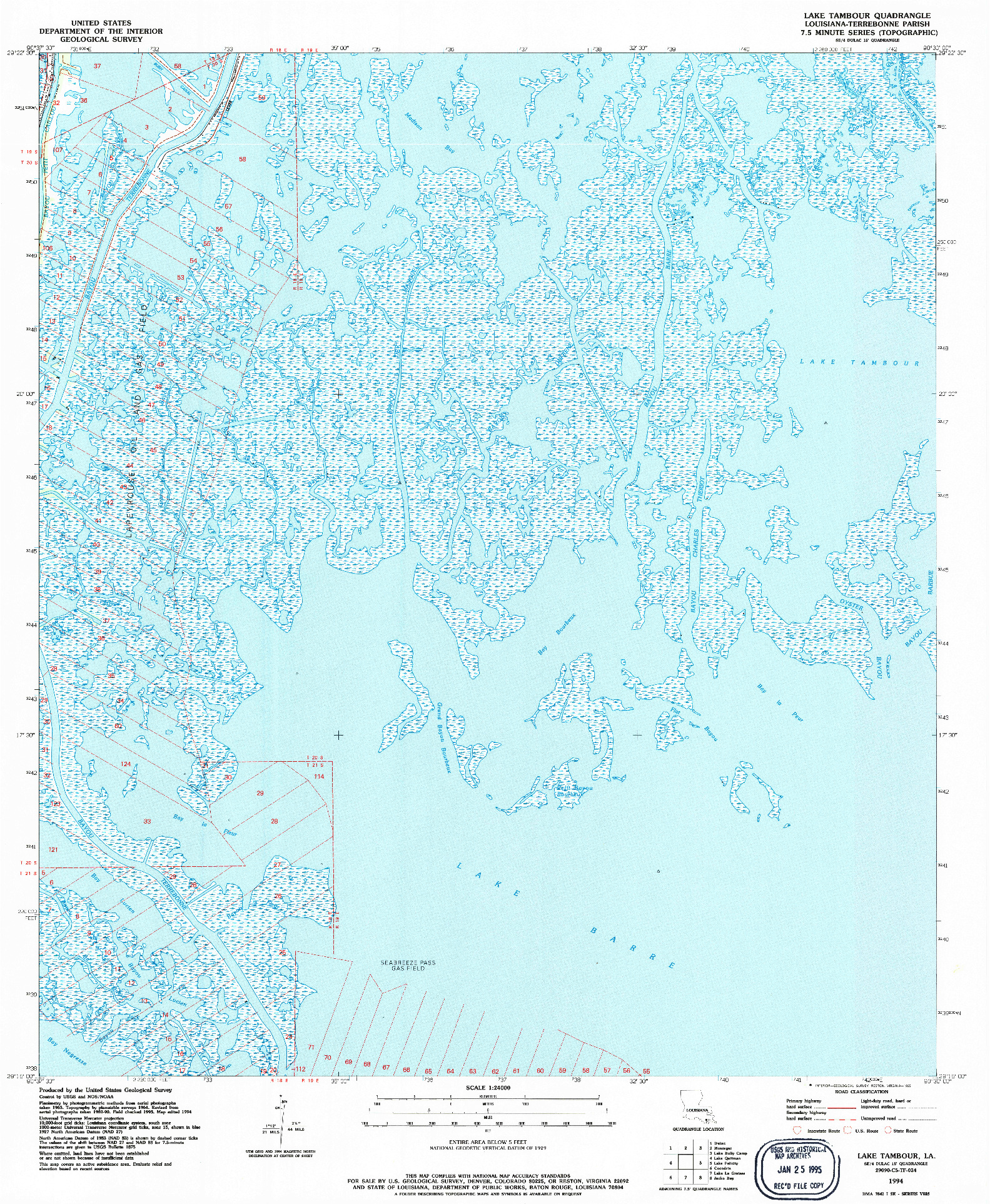 USGS 1:24000-SCALE QUADRANGLE FOR LAKE TAMBOUR, LA 1994