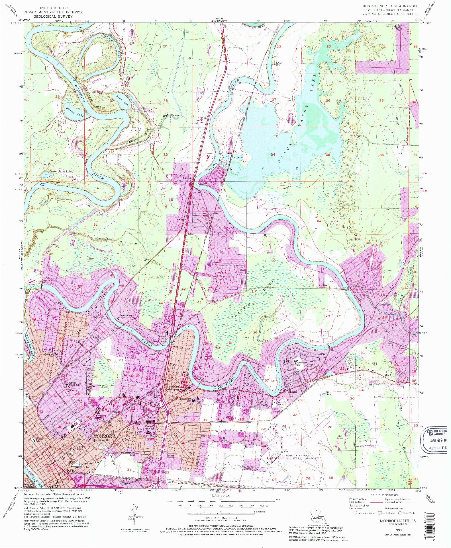 USGS 1:24000-SCALE QUADRANGLE FOR MONROE NORTH, LA 1994