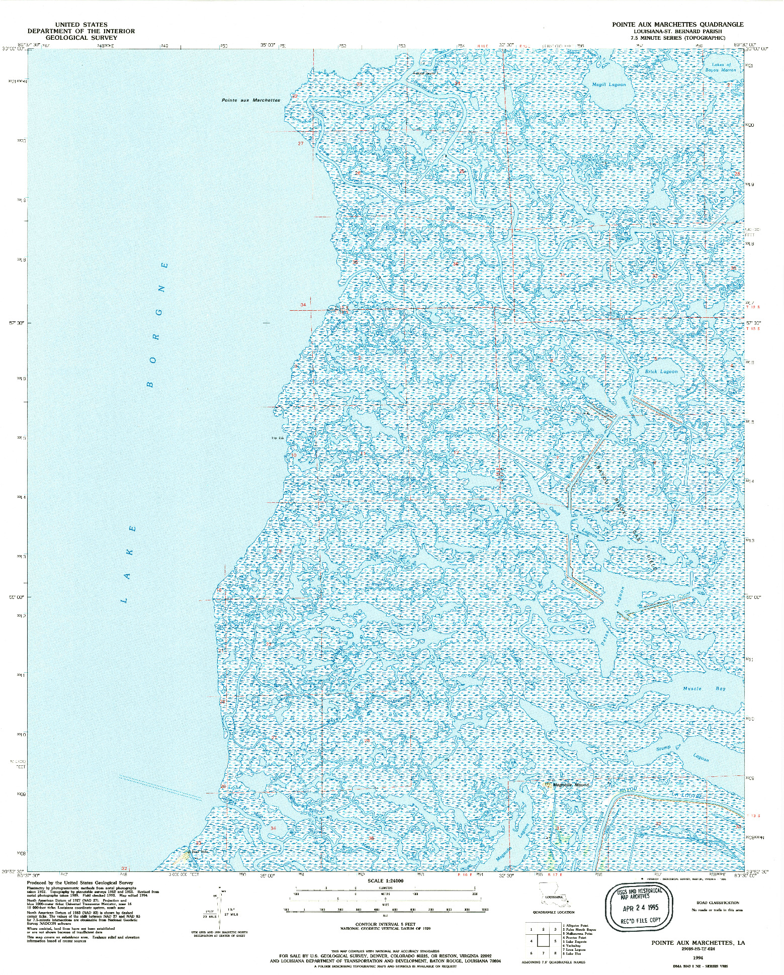 USGS 1:24000-SCALE QUADRANGLE FOR POINTE AUX MARCHETTES, LA 1994