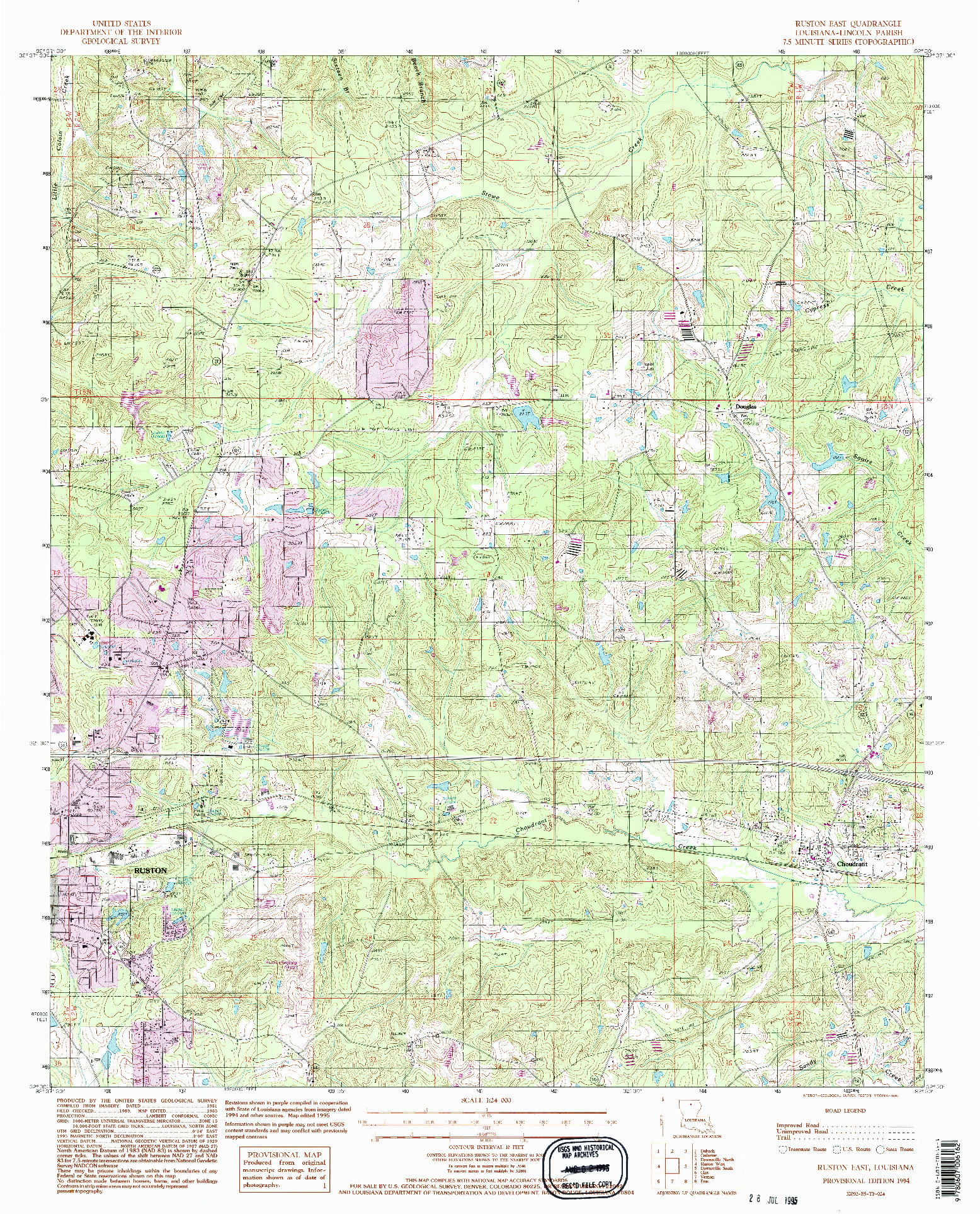 USGS 1:24000-SCALE QUADRANGLE FOR RUSTON EAST, LA 1994