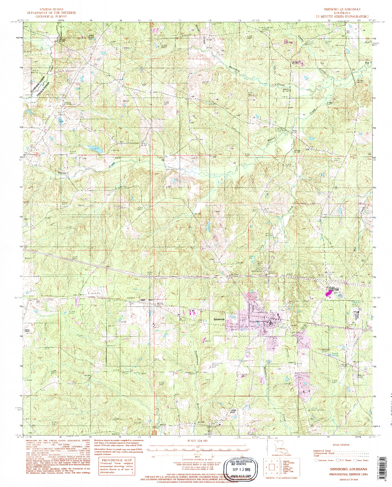 USGS 1:24000-SCALE QUADRANGLE FOR SIMSBORO, LA 1994