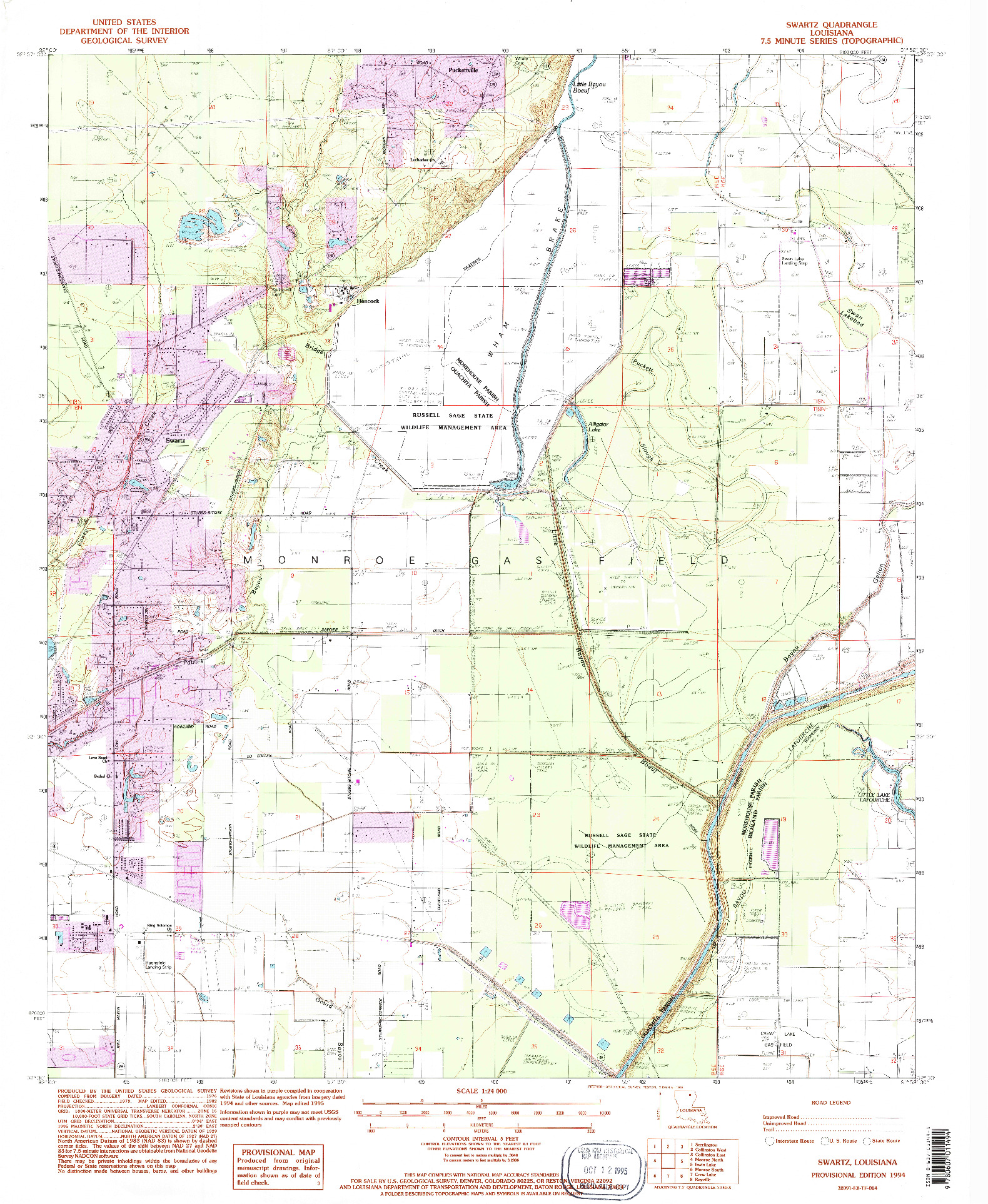 USGS 1:24000-SCALE QUADRANGLE FOR SWARTZ, LA 1994