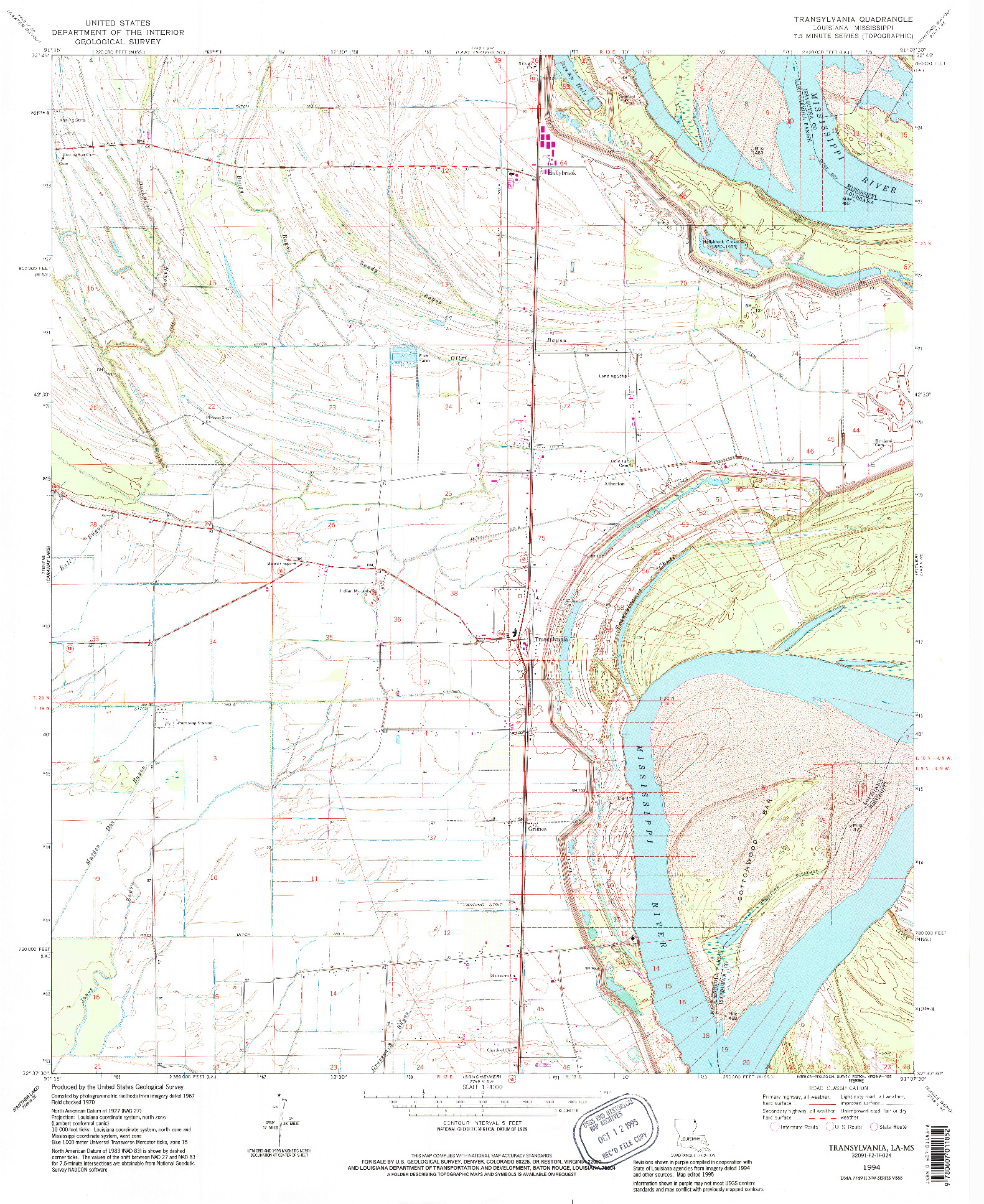 USGS 1:24000-SCALE QUADRANGLE FOR TRANSYLVANIA, LA 1994
