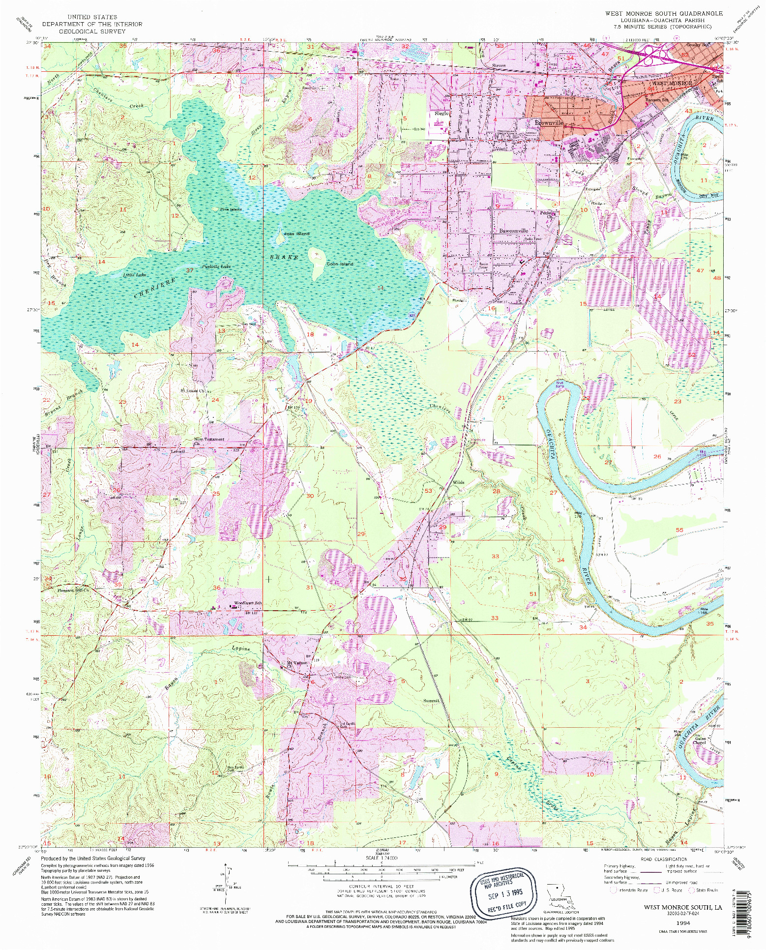 USGS 1:24000-SCALE QUADRANGLE FOR WEST MONROE SOUTH, LA 1994