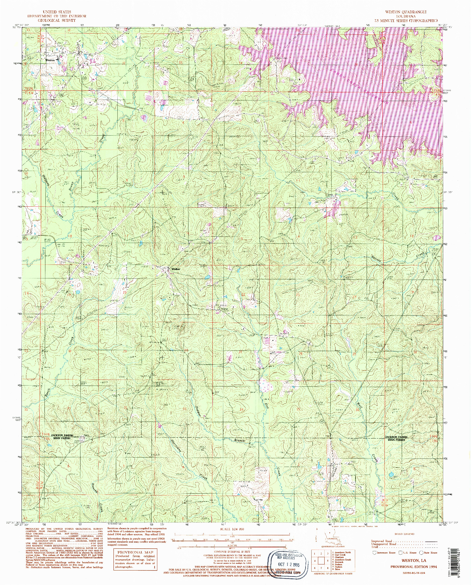 USGS 1:24000-SCALE QUADRANGLE FOR WESTON, LA 1994