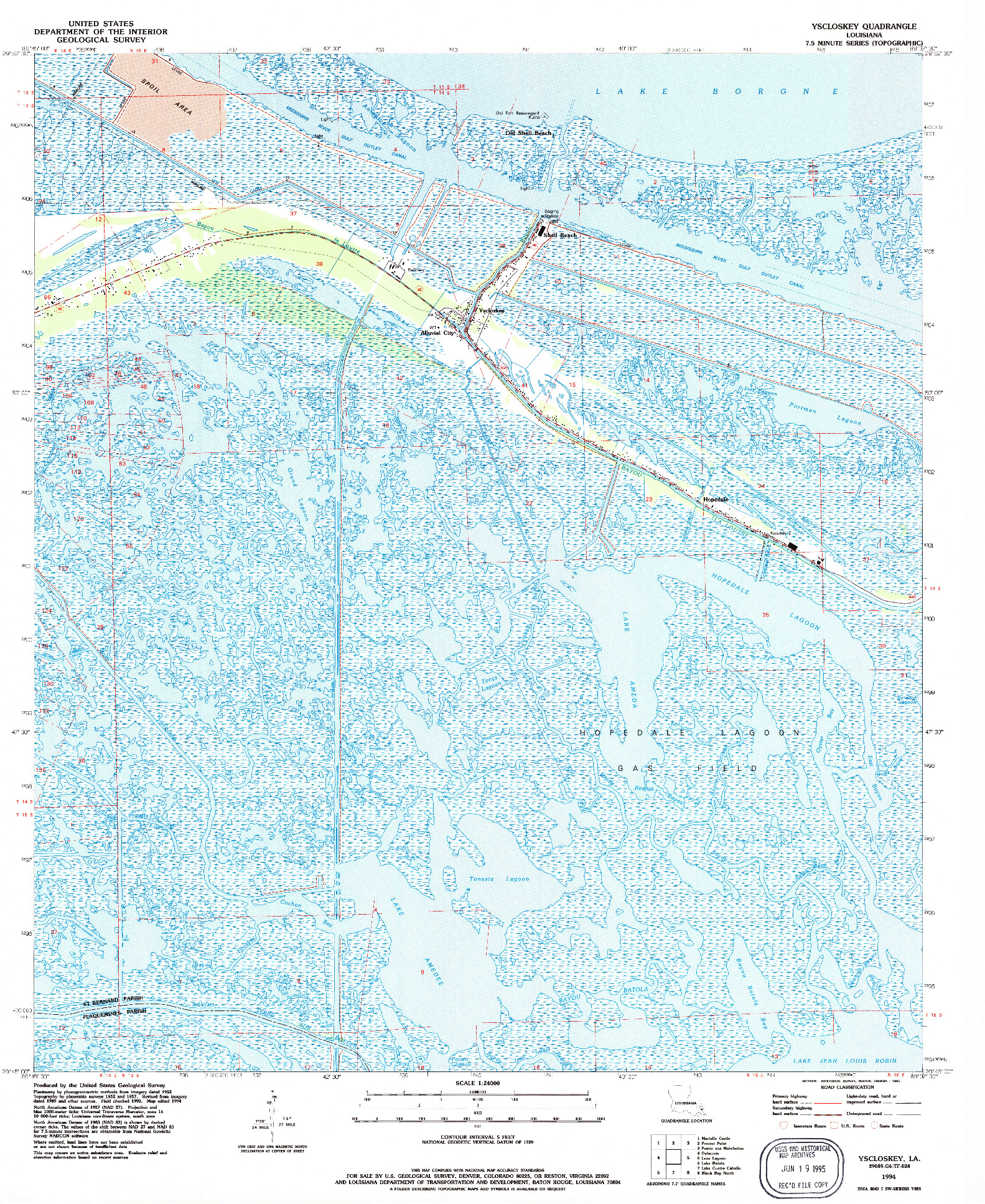 USGS 1:24000-SCALE QUADRANGLE FOR YSCLOSKEY, LA 1994