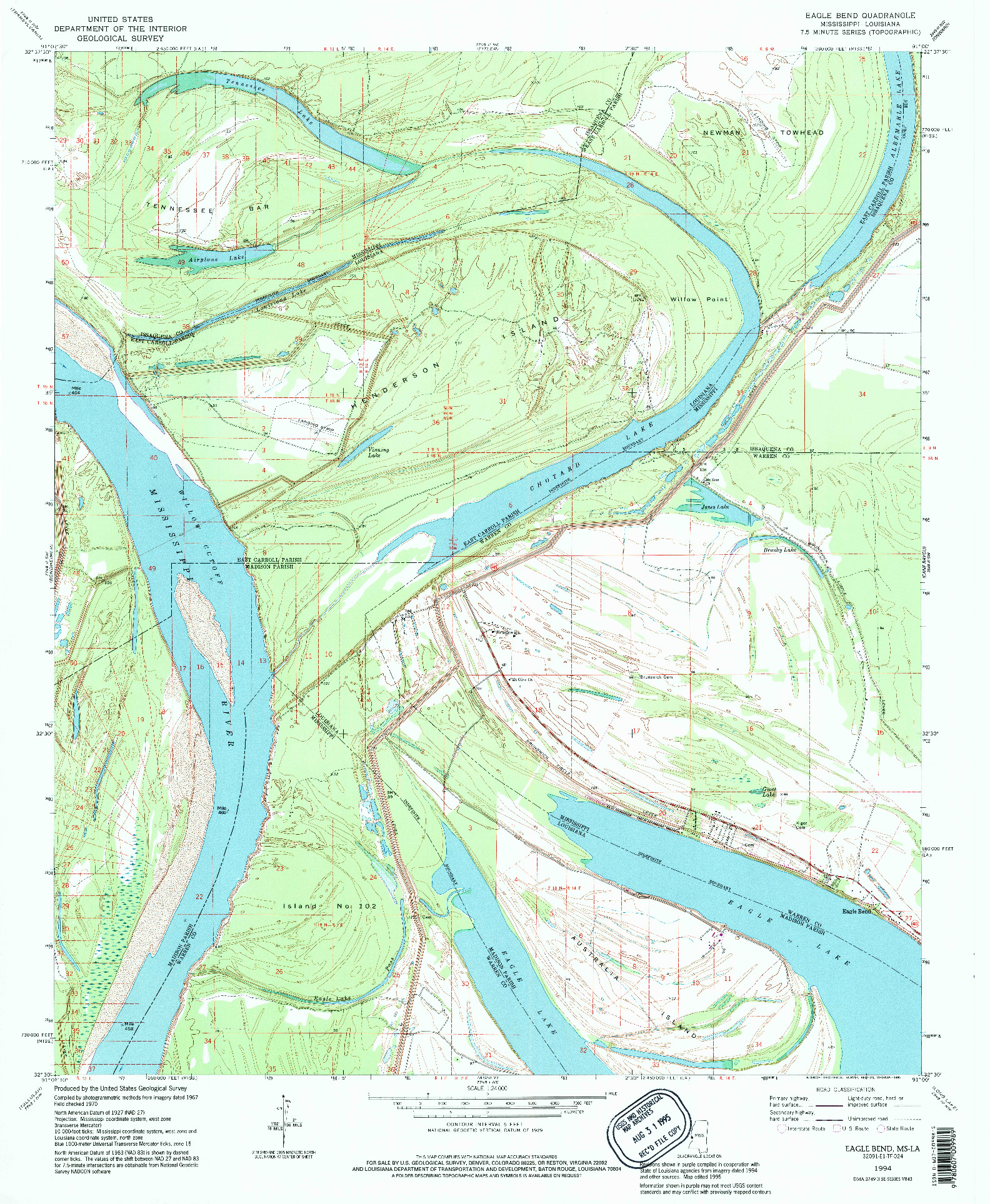 USGS 1:24000-SCALE QUADRANGLE FOR EAGLE BEND, MS 1994