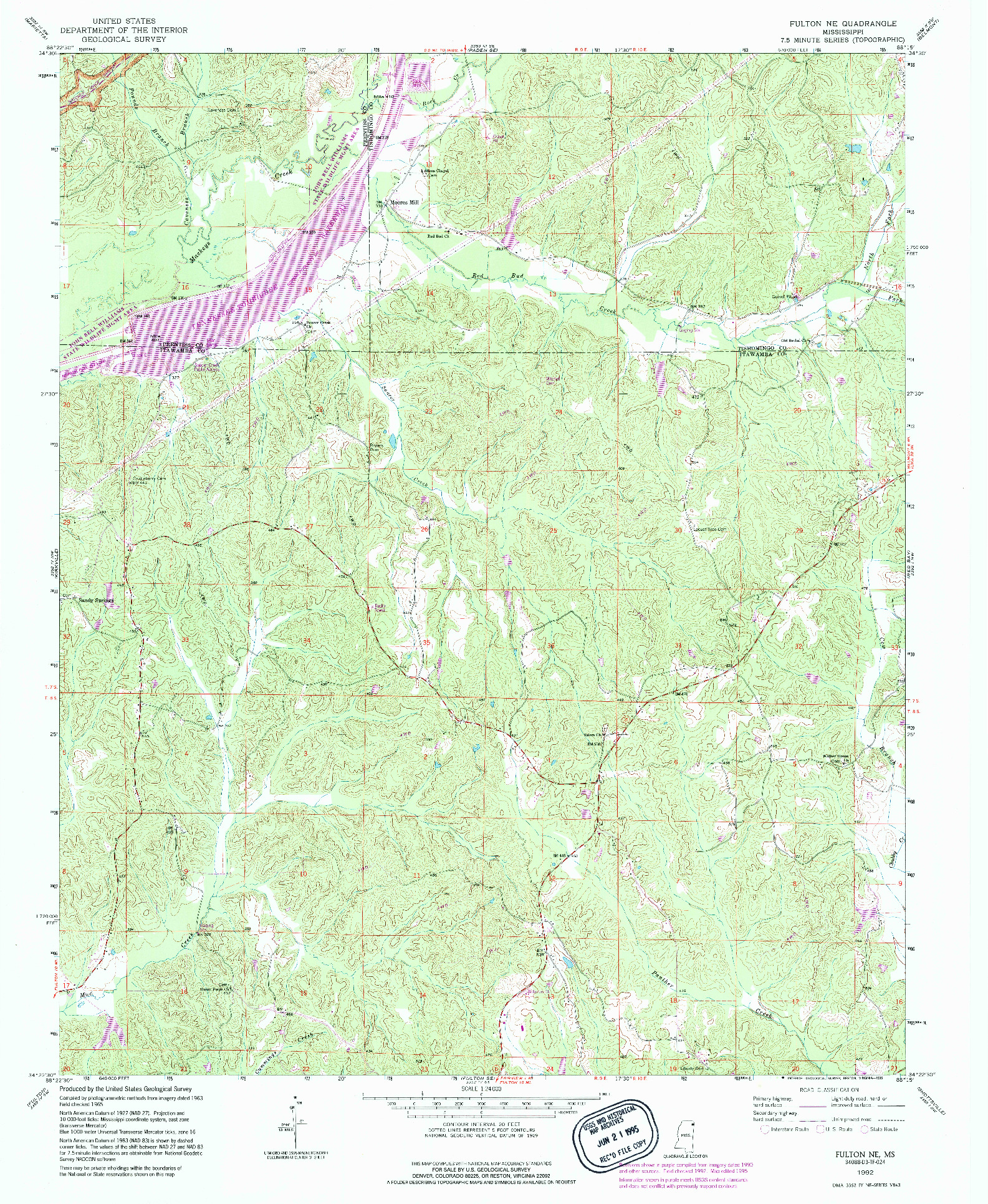 USGS 1:24000-SCALE QUADRANGLE FOR FULTON NE, MS 1992