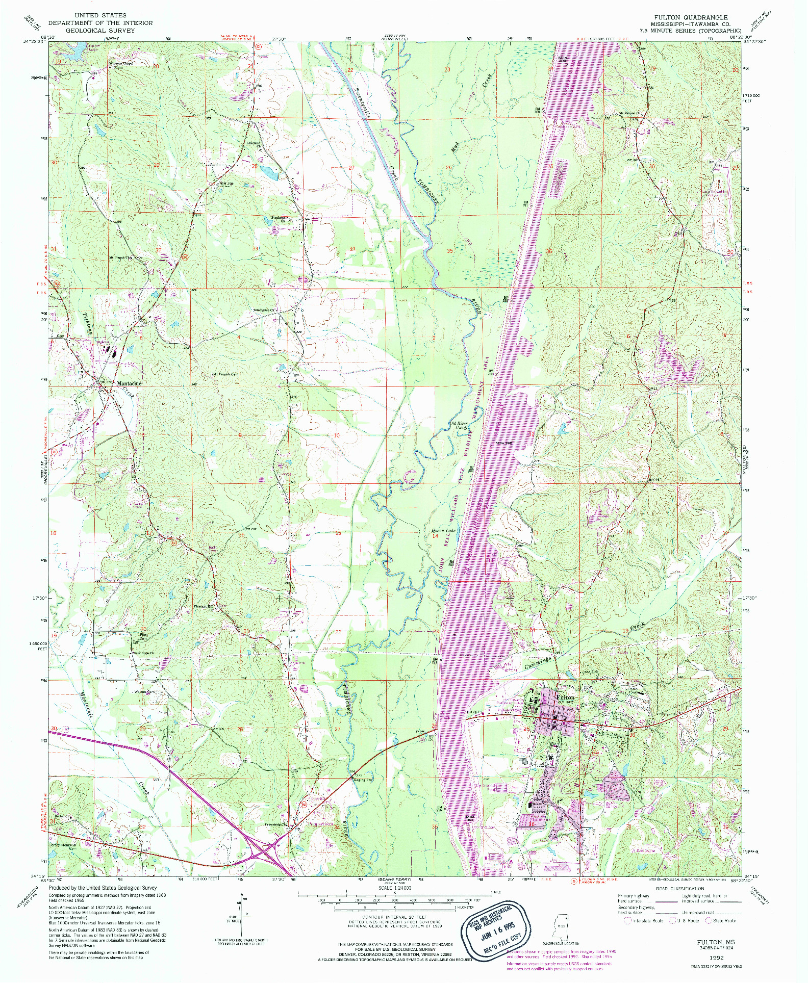 USGS 1:24000-SCALE QUADRANGLE FOR FULTON, MS 1992