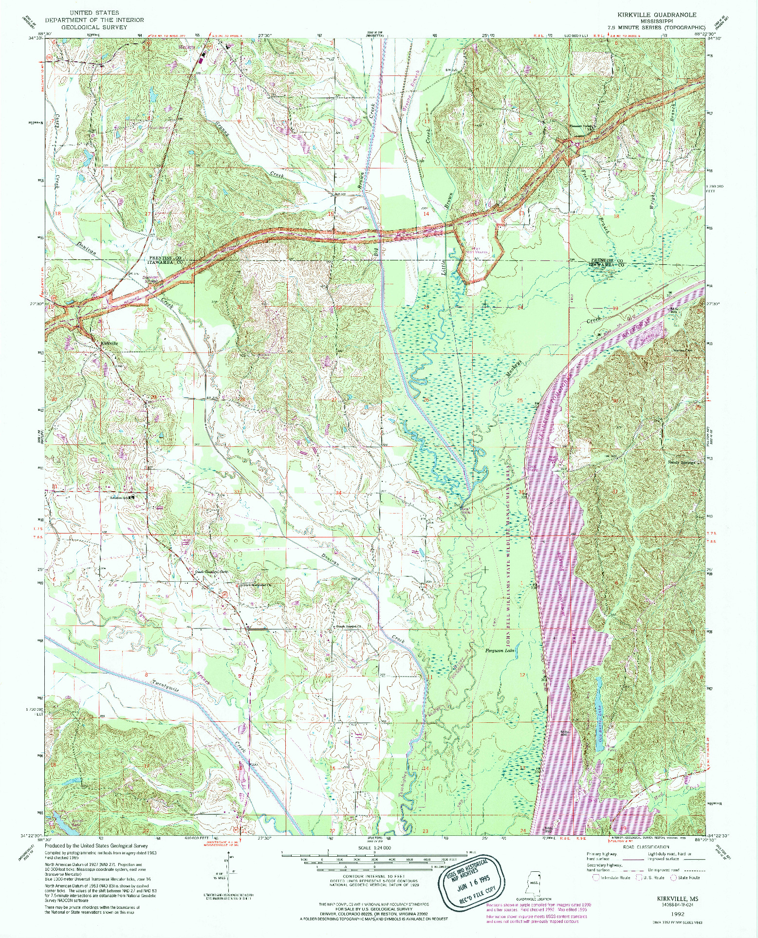 USGS 1:24000-SCALE QUADRANGLE FOR KIRKVILLE, MS 1992