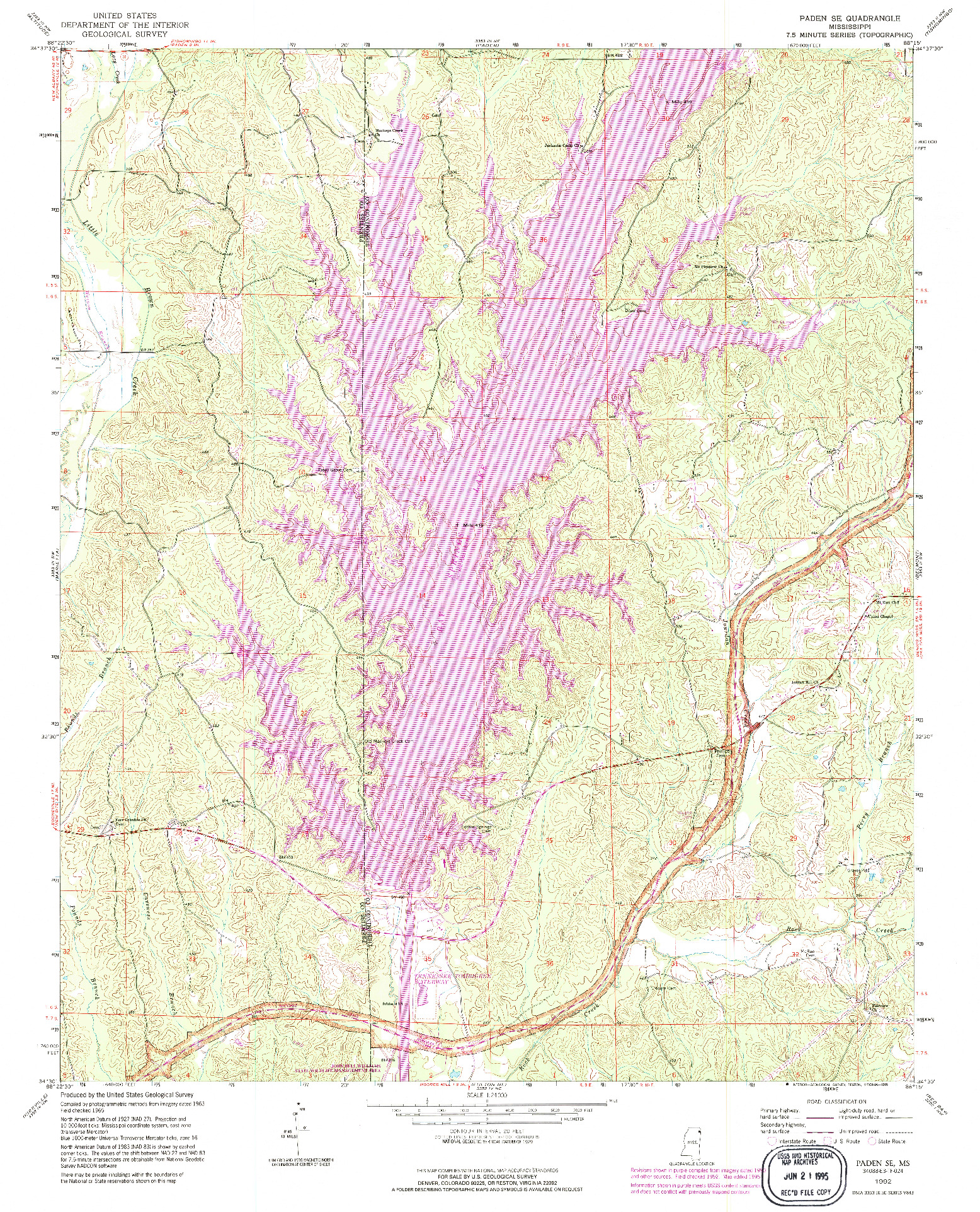 USGS 1:24000-SCALE QUADRANGLE FOR PADEN SE, MS 1992