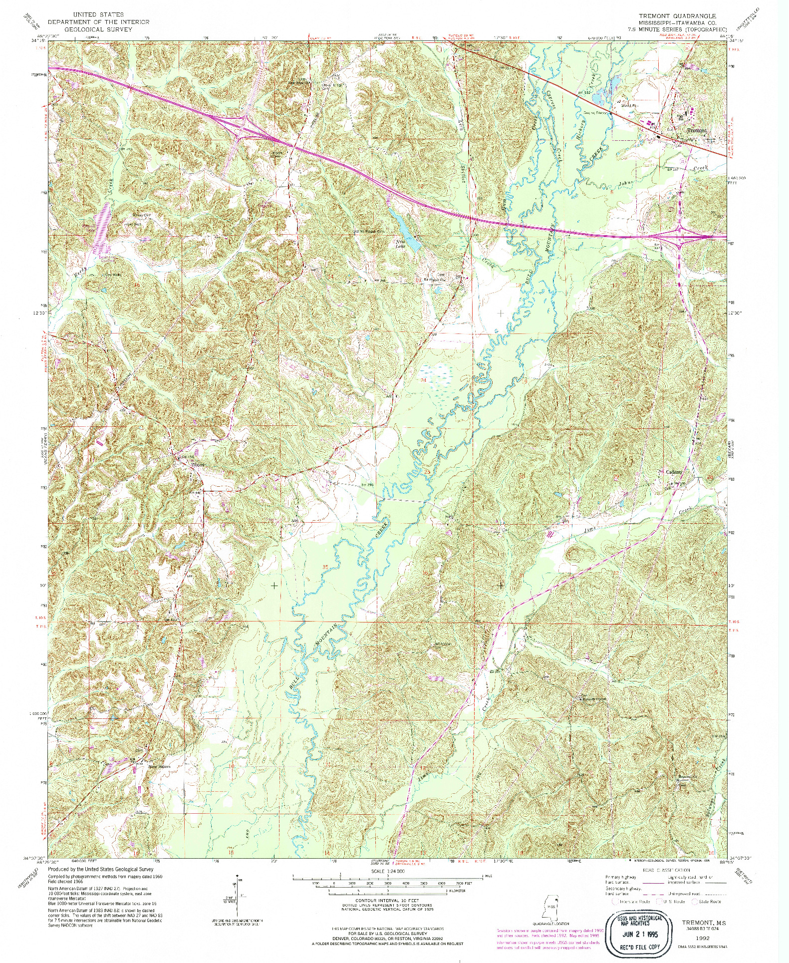 USGS 1:24000-SCALE QUADRANGLE FOR TREMONT, MS 1992