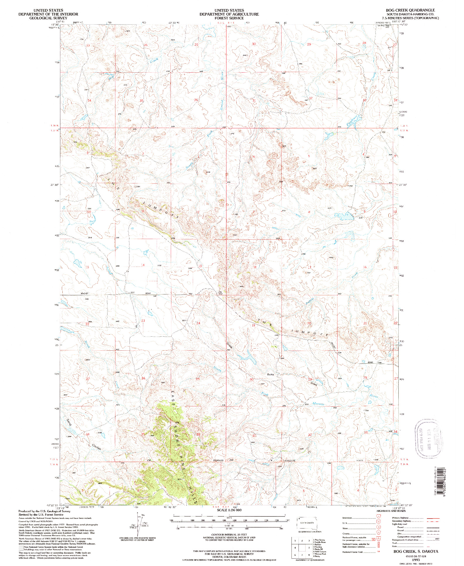 USGS 1:24000-SCALE QUADRANGLE FOR BOG CREEK, SD 1993