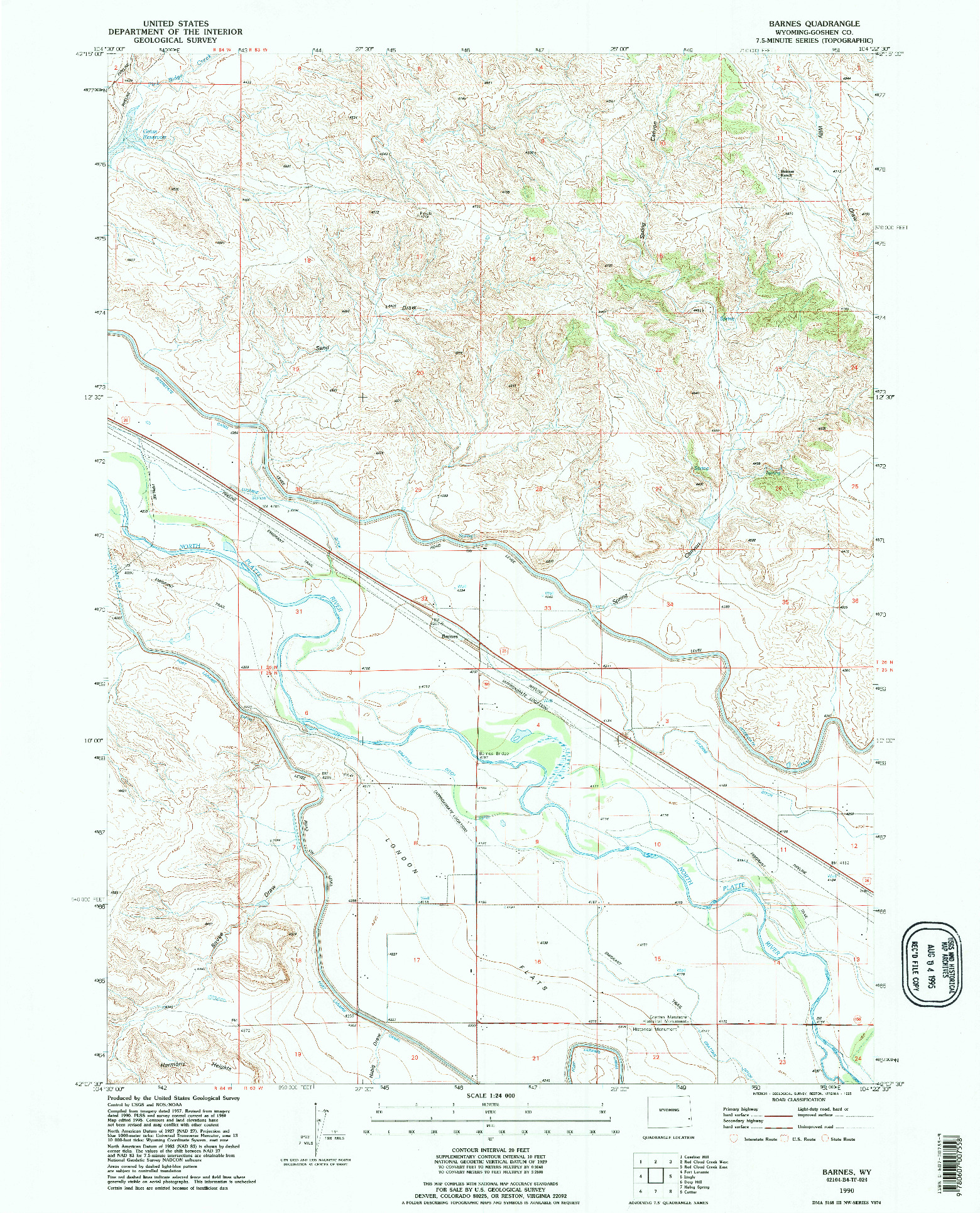 USGS 1:24000-SCALE QUADRANGLE FOR BARNES, WY 1990