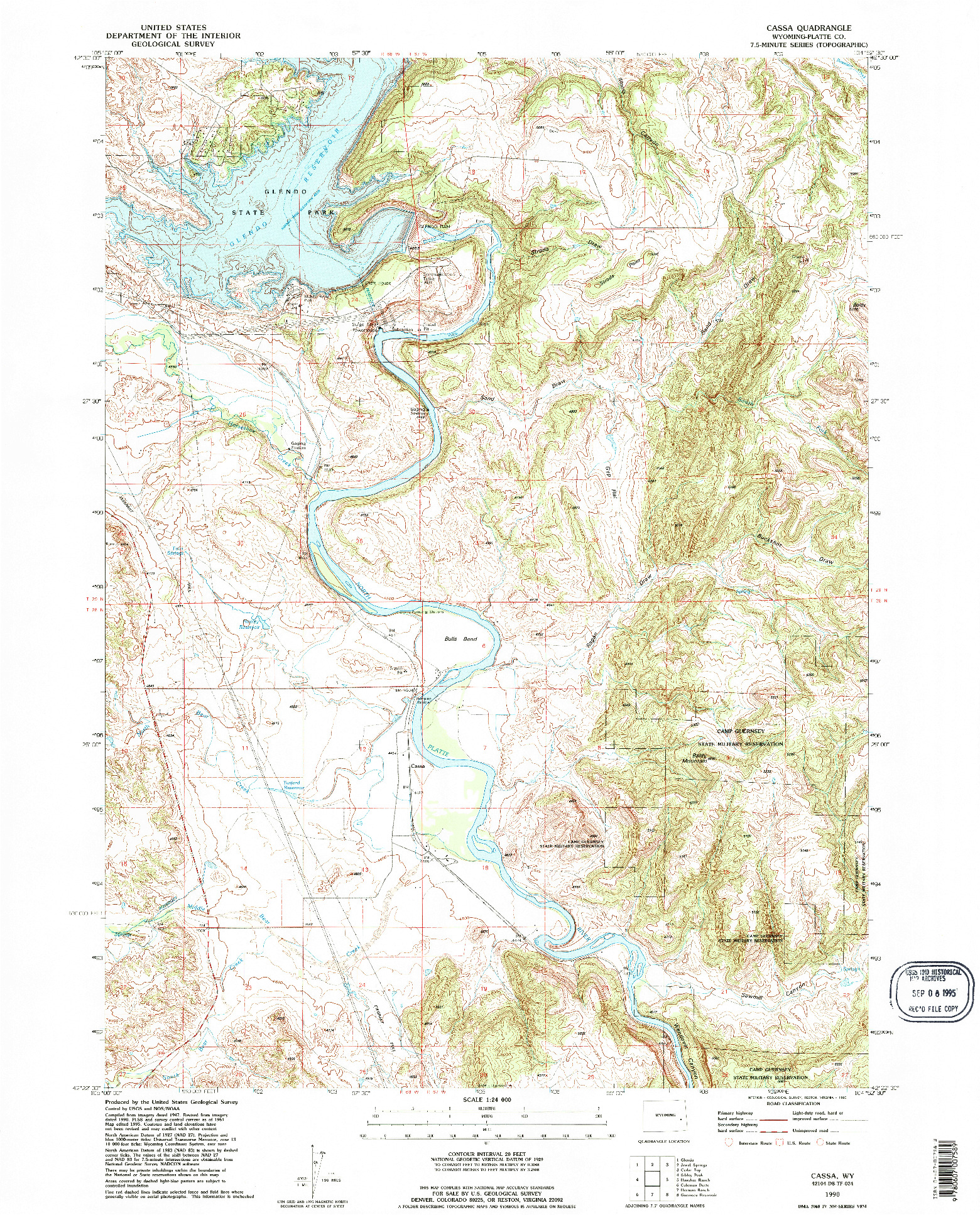 USGS 1:24000-SCALE QUADRANGLE FOR CASSA, WY 1990