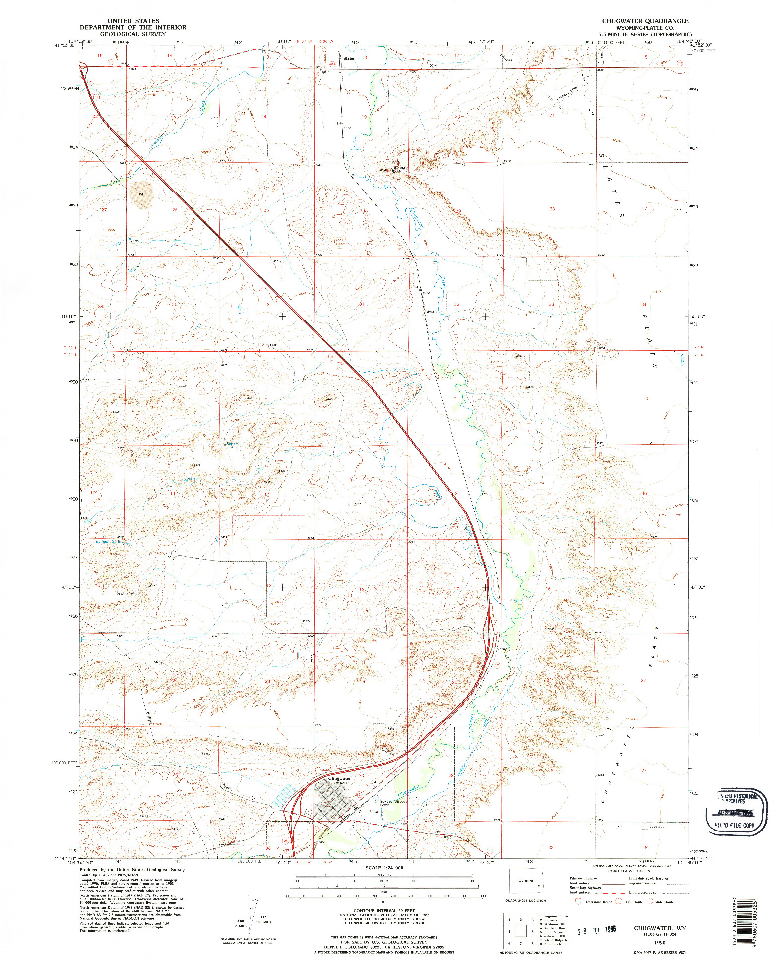 USGS 1:24000-SCALE QUADRANGLE FOR CHUGWATER, WY 1990