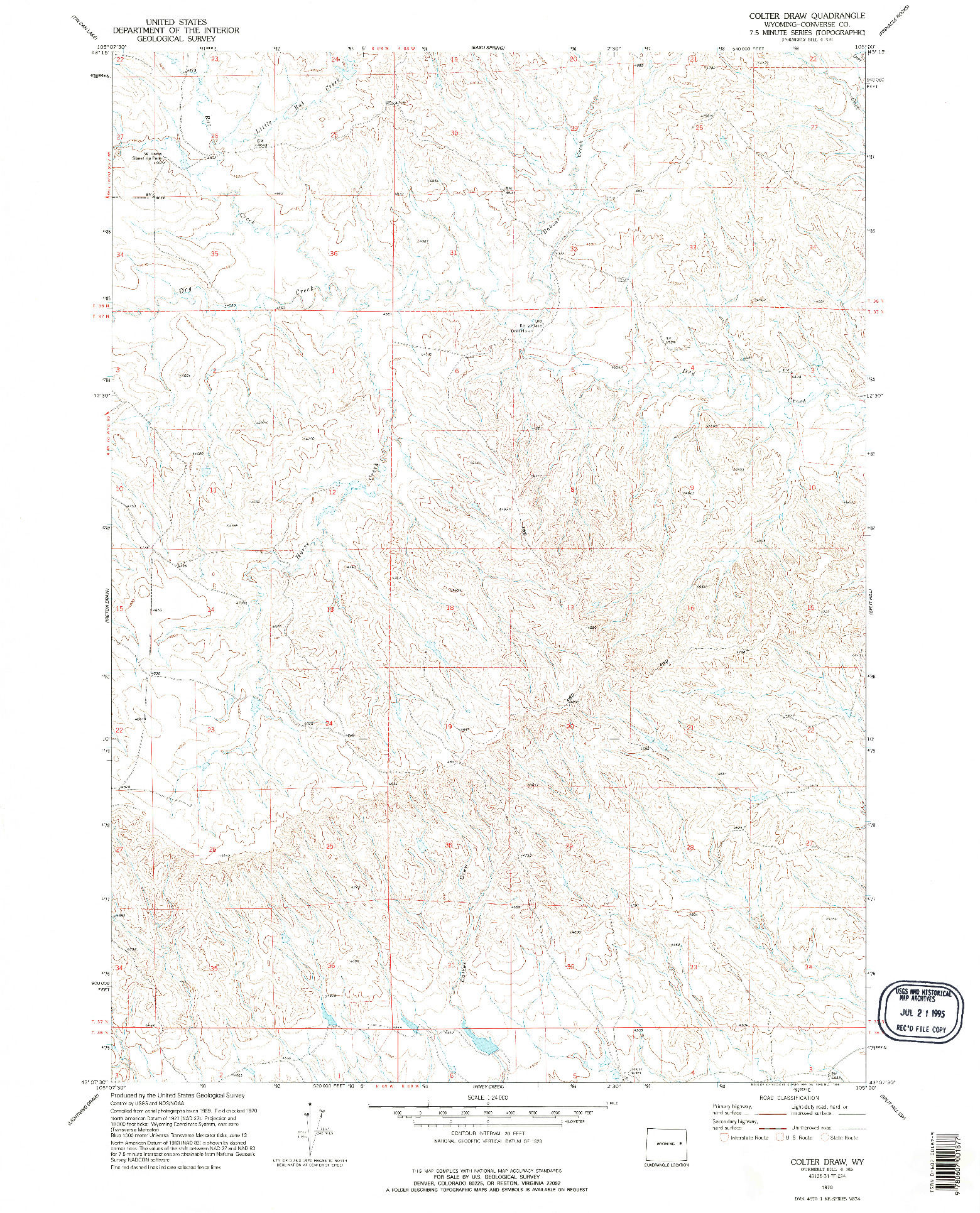 USGS 1:24000-SCALE QUADRANGLE FOR COLTER DRAW, WY 1970