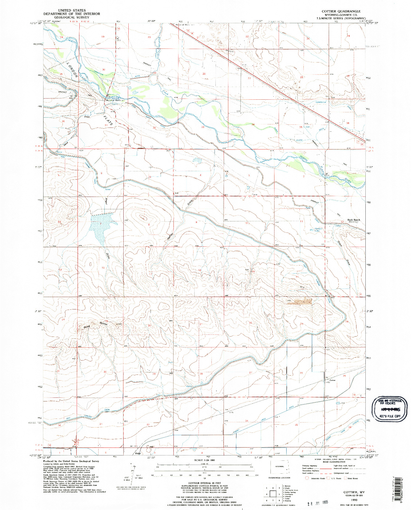 USGS 1:24000-SCALE QUADRANGLE FOR COTTIER, WY 1990