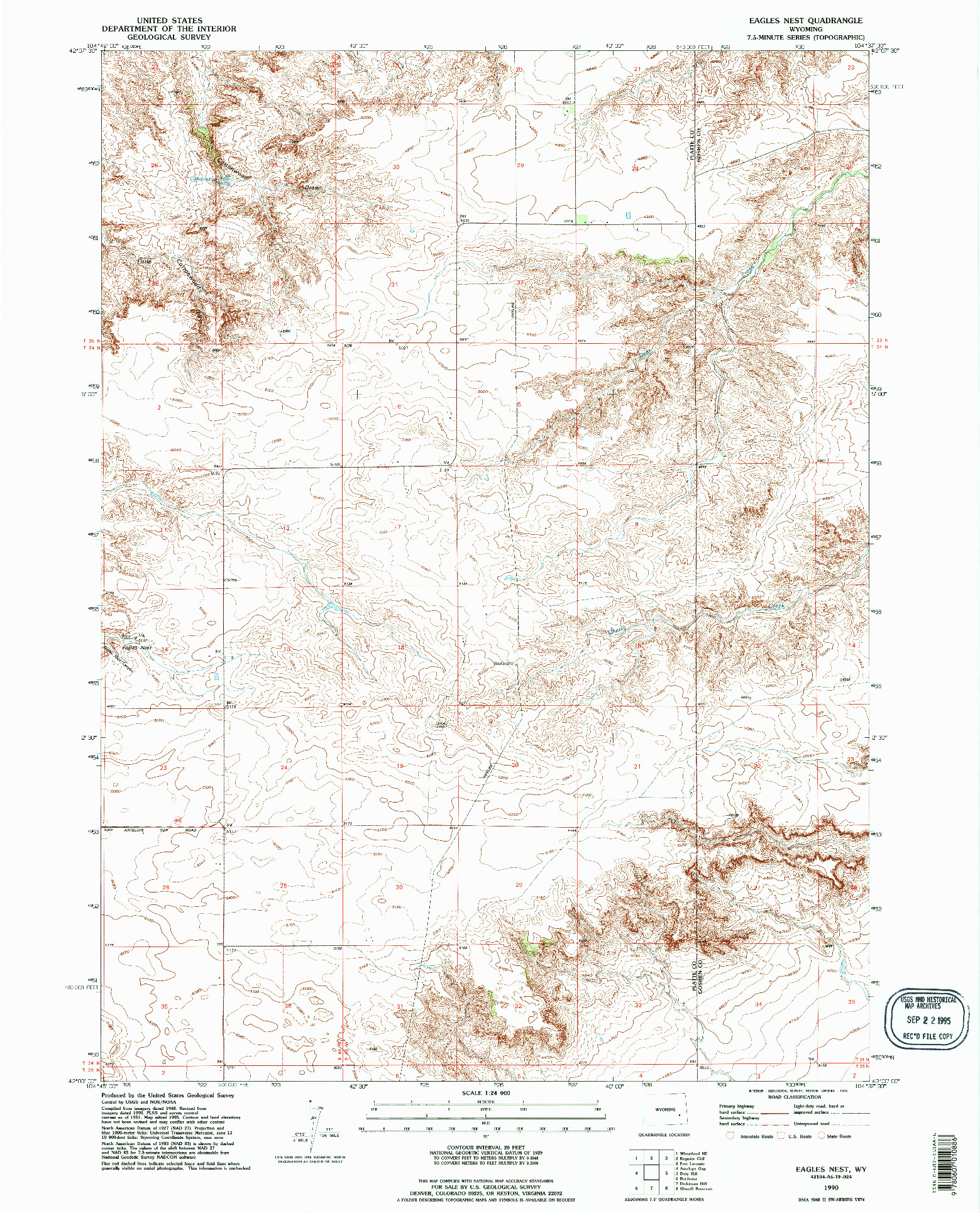 USGS 1:24000-SCALE QUADRANGLE FOR EAGLES NEST, WY 1990