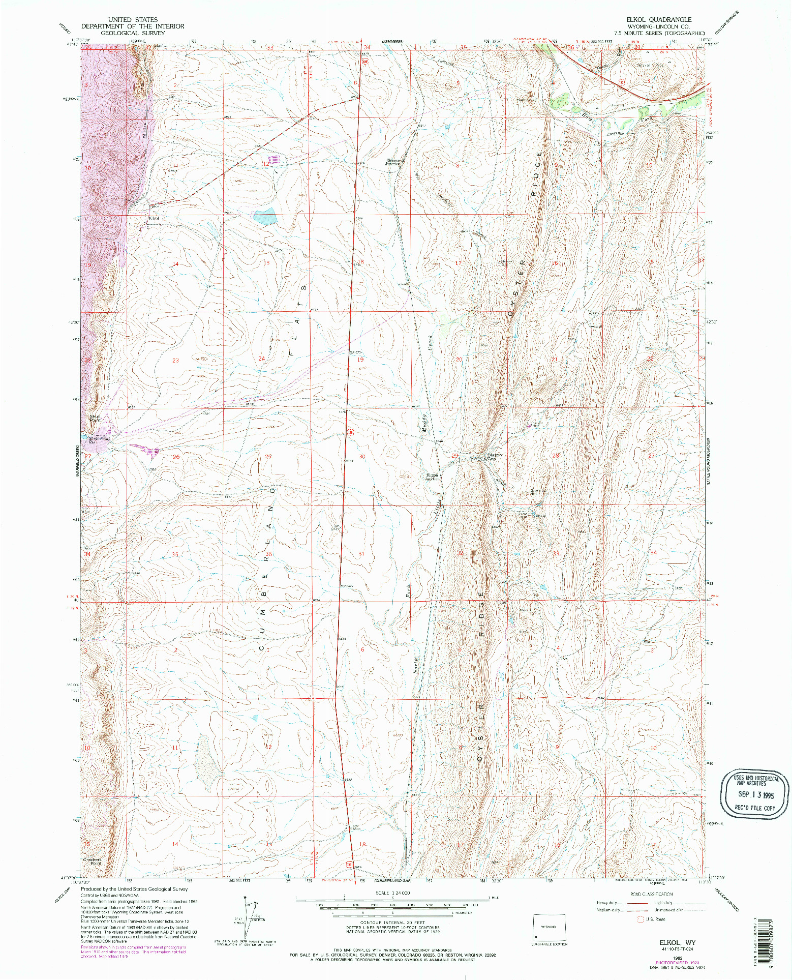 USGS 1:24000-SCALE QUADRANGLE FOR ELKOL, WY 1962