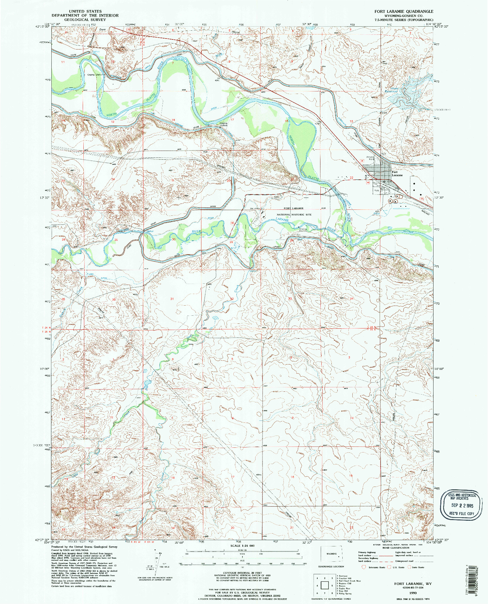 USGS 1:24000-SCALE QUADRANGLE FOR FORT LARAMIE, WY 1990
