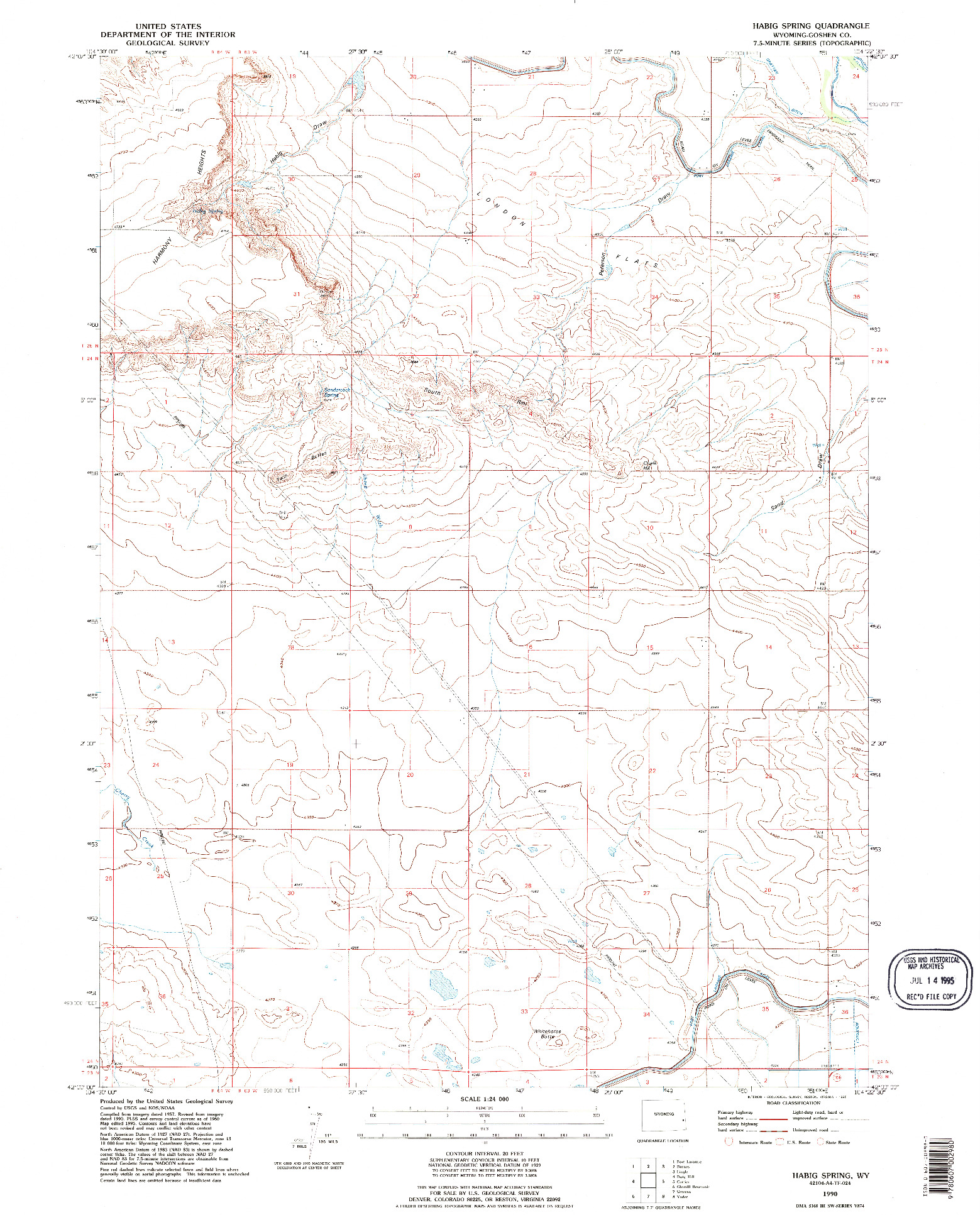 USGS 1:24000-SCALE QUADRANGLE FOR HABIG SPRING, WY 1990